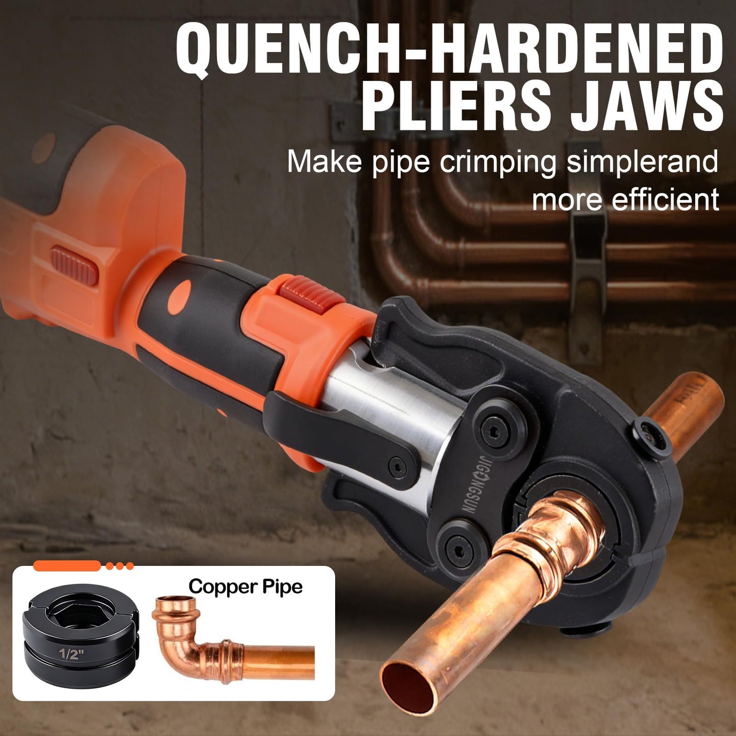 Pro Press Tool with 1/2", 3/4", 1"Pro Press Copper Crimper Tool with 12-Ton Hydraulic Power, Apply US Standard Copper Pipe or Stainless Steel Tube, Suitable for Plumber
