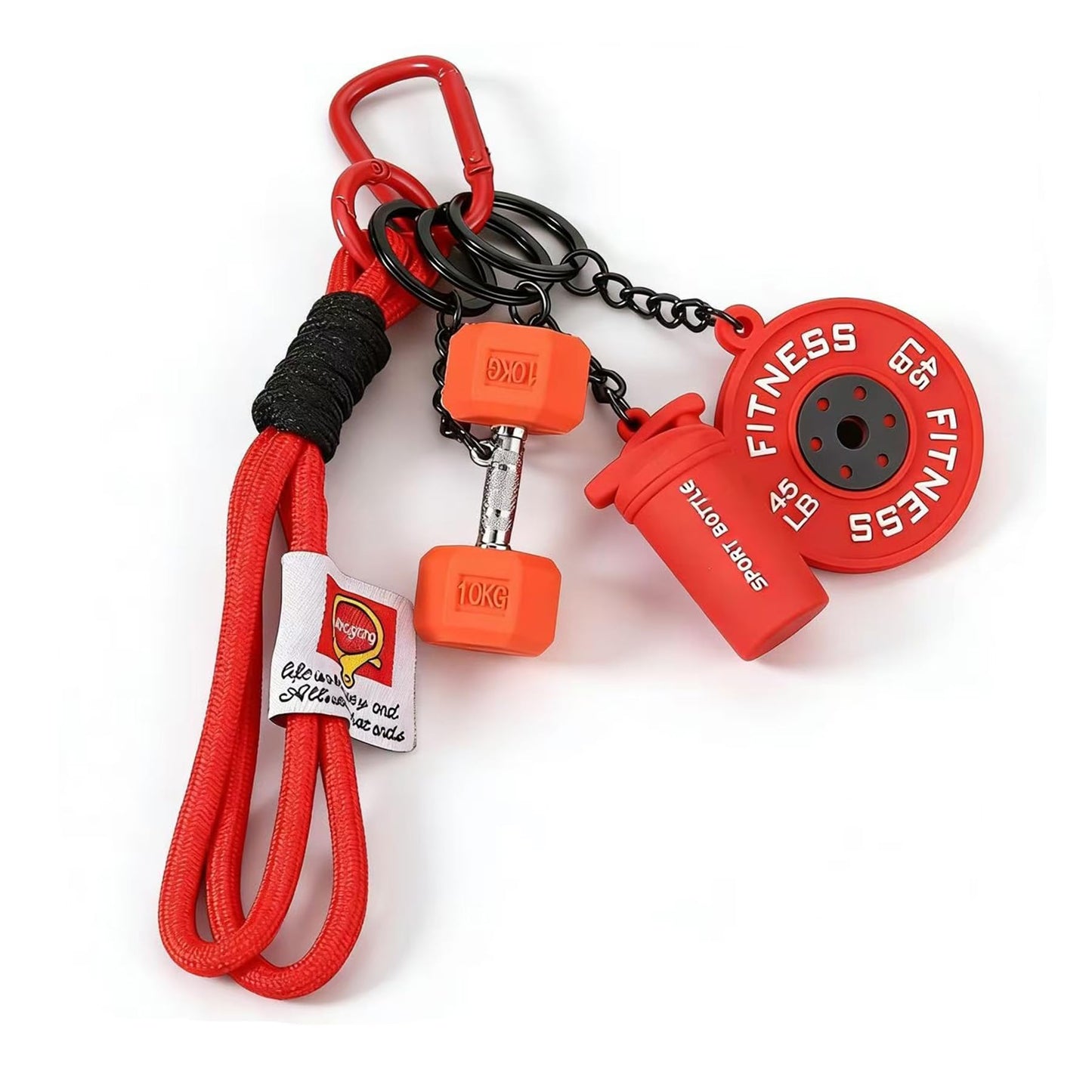 ZEPENGZER Gym Keychain Gift,Fitness Keychain Pendant, Dumbbell Keychain, Inspirational Fitness Accessory For Men And Women (Red)