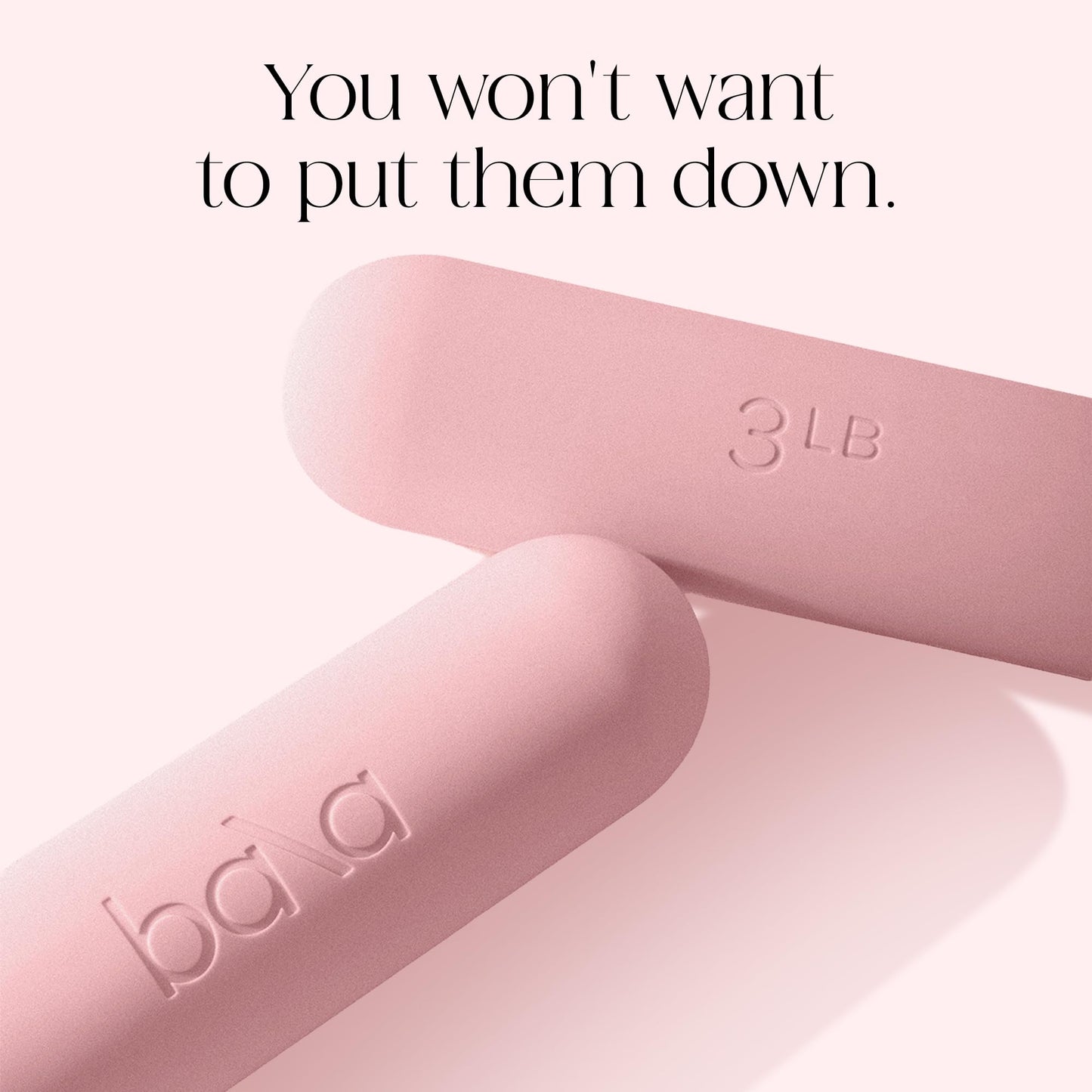 Bala Bars Dumbbell Set for Women & Men, 3lb Dumbbells (Blush) - Set of 2 Bars Designed for Walking, Strength Training, HIIT, Boxing & Aerobics - Dumbbell Weights for Working Out at Home