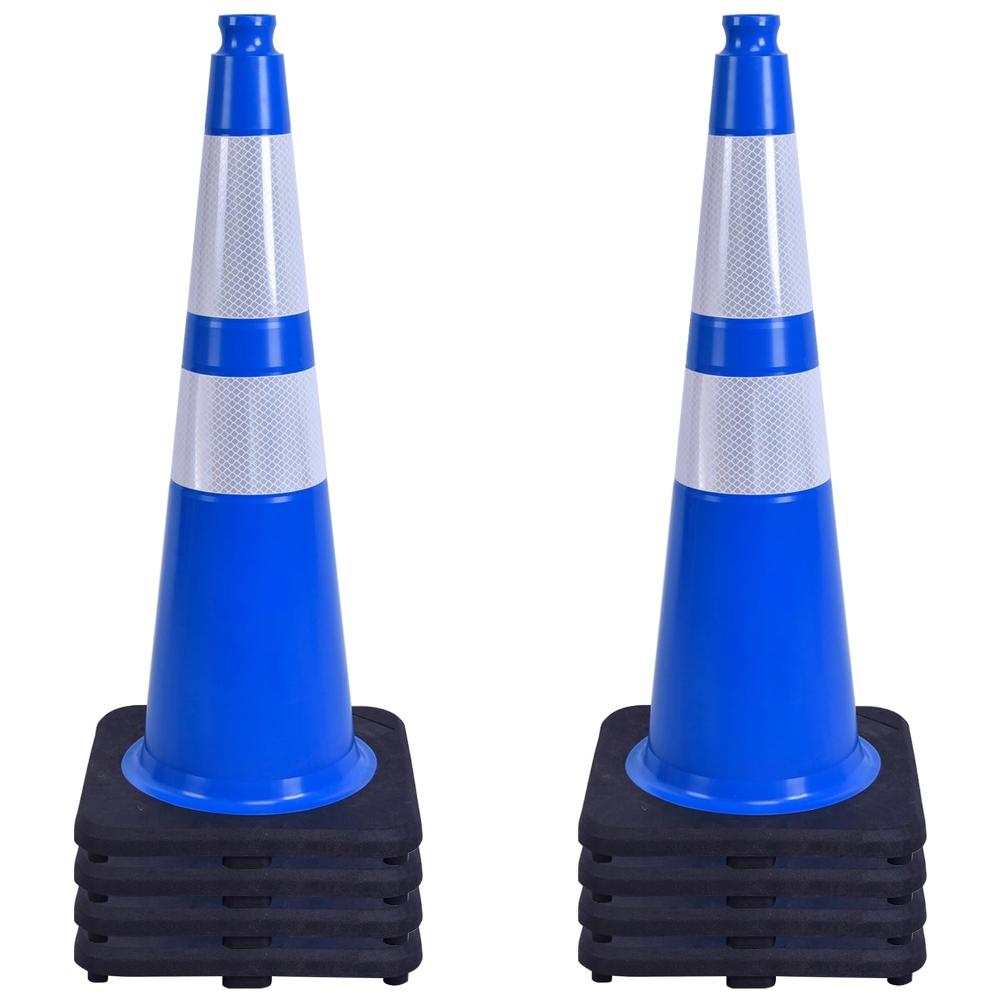 OrangeStar 28" Traffic Cones 8-Pack Blue Safety Cones with Reflective Collars, Heavy Duty Base for Construction, Parking Lot, Road Work, Flexible PVC, Indoor & Outdoor Use