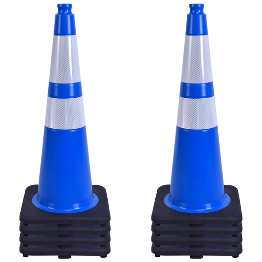 OrangeStar 28" Traffic Cones 8-Pack Blue Safety Cones with Reflective Collars, Heavy Duty Base for Construction, Parking Lot, Road Work, Flexible PVC, Indoor & Outdoor Use