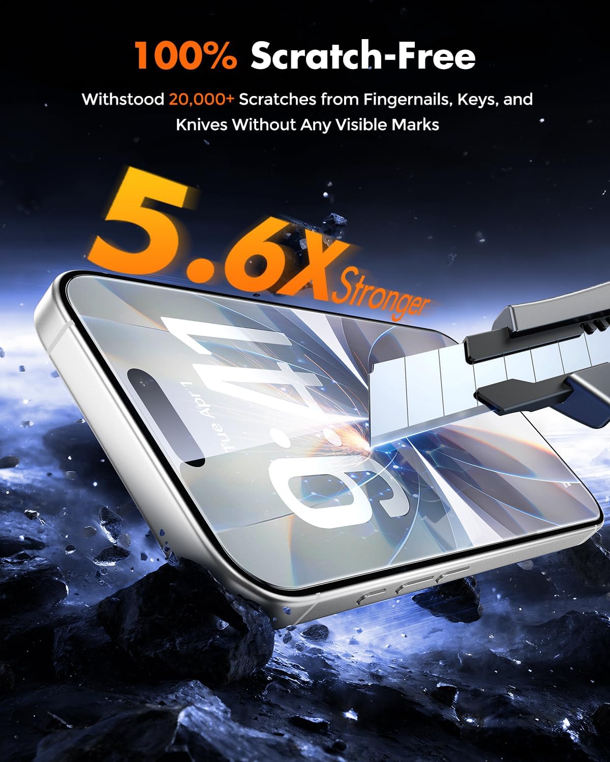 17 3-Pack 9H+ [99.99% 17 6.3" UNBREAKcable for iPhone Screen Protector [Quick-Installation Box] Hardness Shatterproof