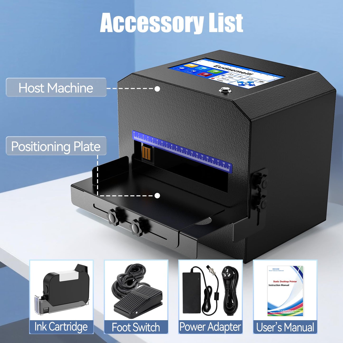 P6 Inkjet Coding Machine with 7" Touch Screen,0.08-0.5" Batch Code Printer with 42ml Black Ink Cartridge for Expiry Dates,Logo,Barcode,QR Code,Batch Lot Number,Label, Date Printer for Various Material