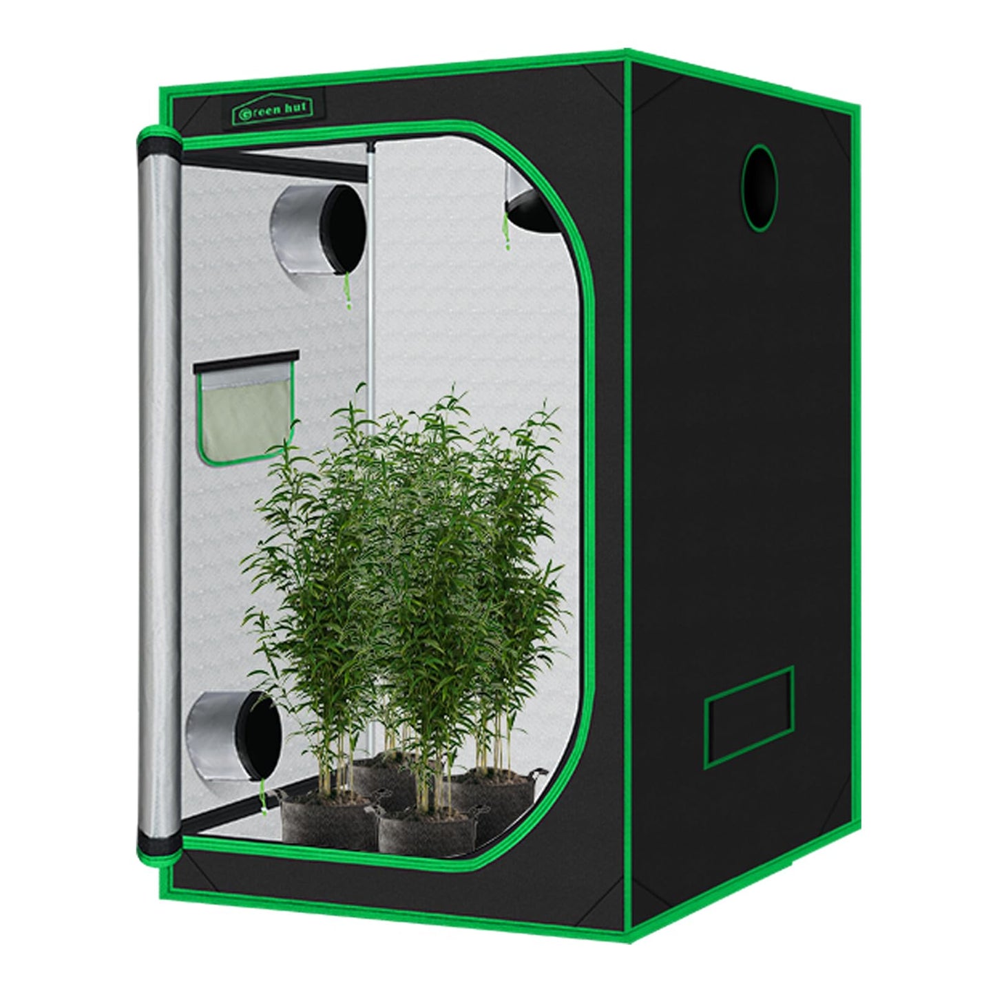 Green Hut 60"x60"x78" 600D Mylar Hydroponic Growing Tents for Plants Inside Reflective Grow Tent Growing Room Hydroponic System 5x5 Grow Tent
