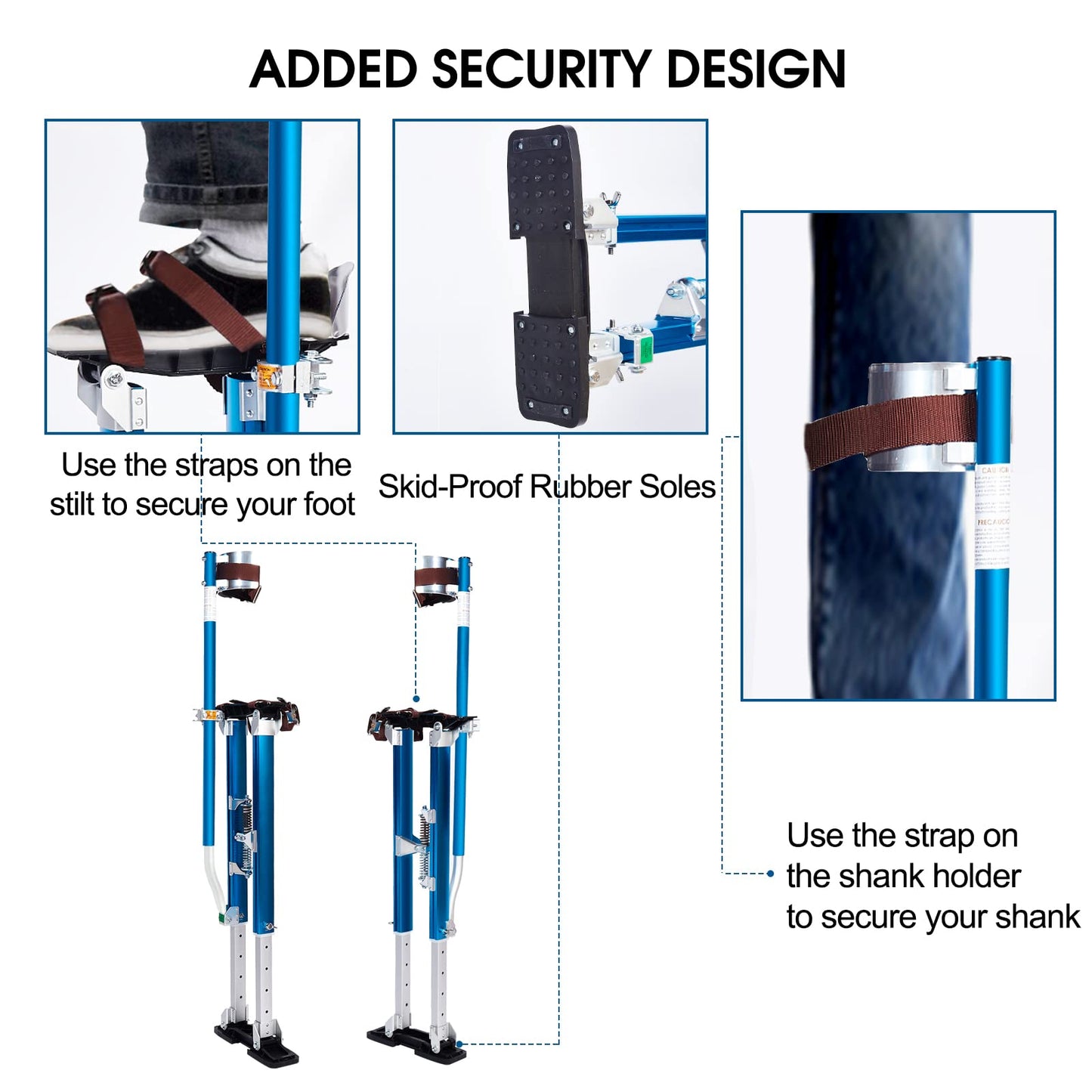 Painting Drywall Stilts,Adjustable Aluminum Tool Stilt for Plastering,24" - 40" Sheetrock Stilts,Professional Drywall Stilts, Blue