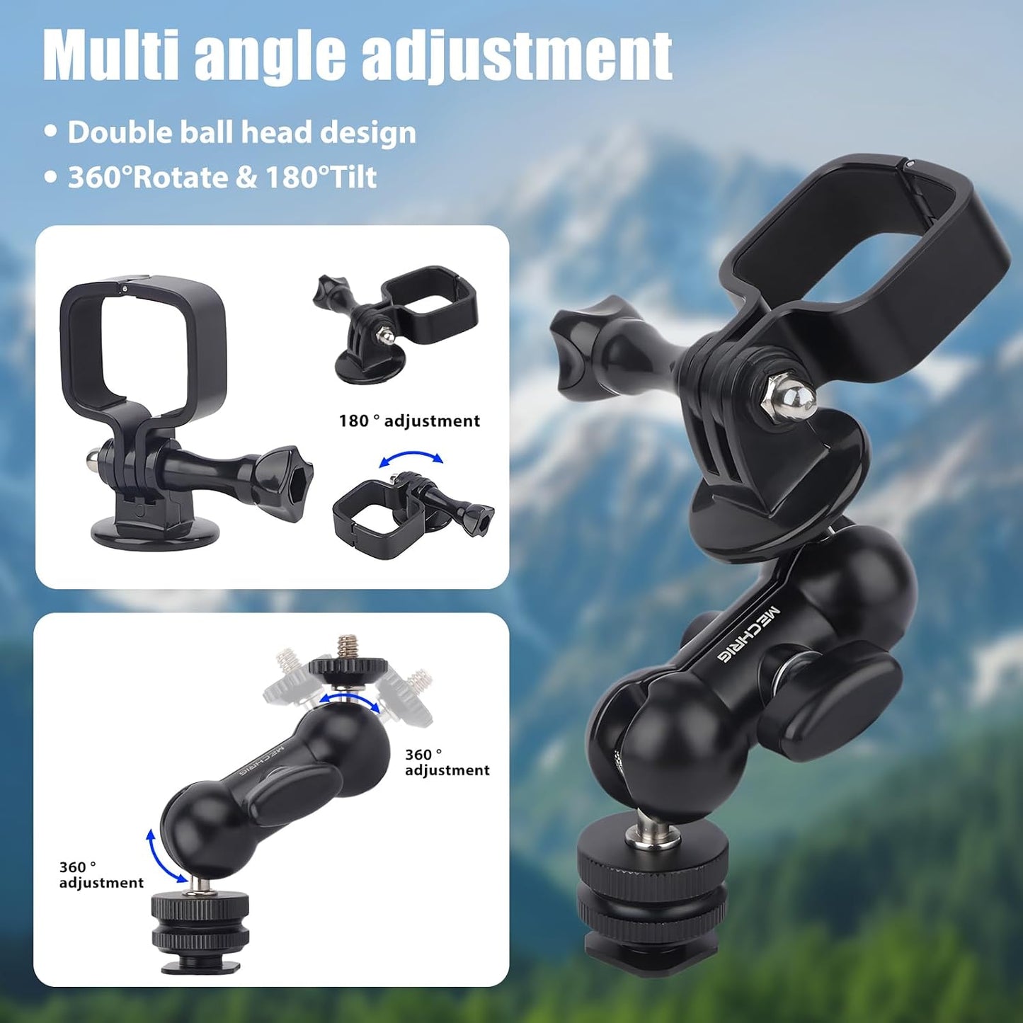 Mechrig 3,Ajustable 360Ball Setup Cold Shoe Mount Expansion Adapter for DJI Osmo Pocket Head for DSLR Hot Shoe