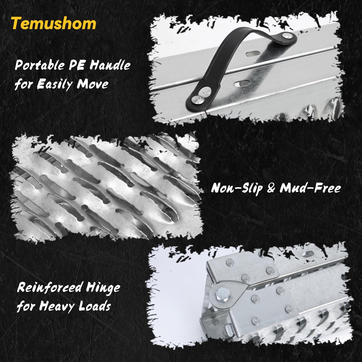 Temushom 67" Folding Truck Ramps, 1000 Lbs Capacity Heavy Duty Loading Ramps for Lawn Mower, Portable Anti-Slip Steel Loading Ramps for Pickup Trucks, ATV, UTV, Motorcycle, Trailer, Dirt Bike, 2-Pack