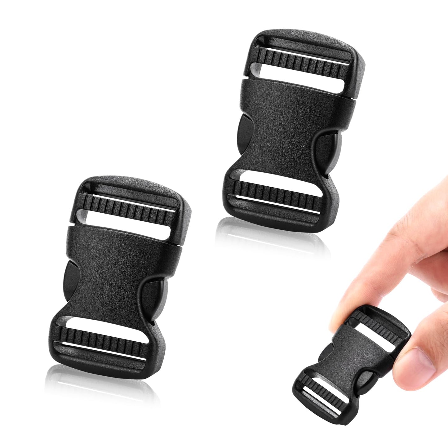 3pcs 1" Inner Dia. Plastic Buckles for Strap Replacement, Quick Side Release Buckles Outdoor Camping Backpack Clips for Dog Collar Nylon Webbing Belt Clip Dual Adjustable