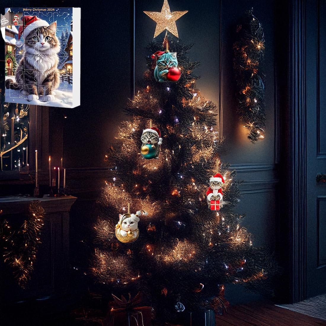 Skiennix Cat Advent Calendar - 24 Days of Holiday Fun for Cat Lovers | Cute Kitten Ornaments