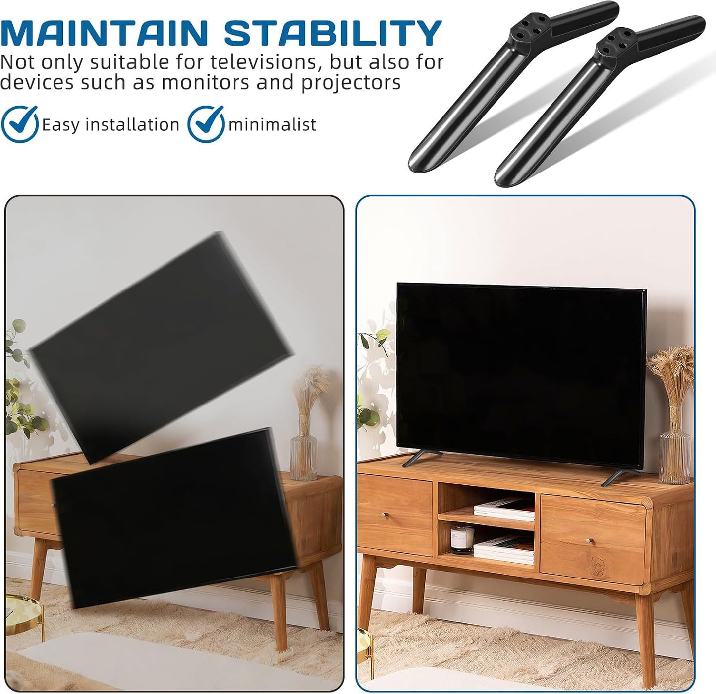 40 Inch 2pcs BESPORTBLE Tv Stand Legs Tv Base Plastic Replacement Pedestal Feet for Flat Screen Tv Living Room Bedroom