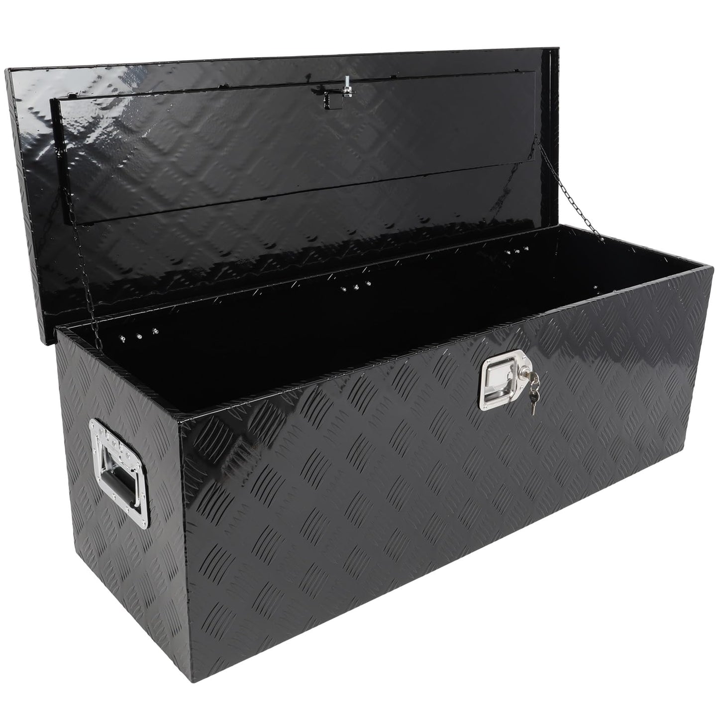 SCITOO 44 Inch Diamond Plate Truck Bed Tool Box,Aluminum Heavy Duty Crossover Storage for Most Full Size Pickups,Lockable Weatherproof Chest,Fits 44" Truck Beds,Easy Access to Load and Unload