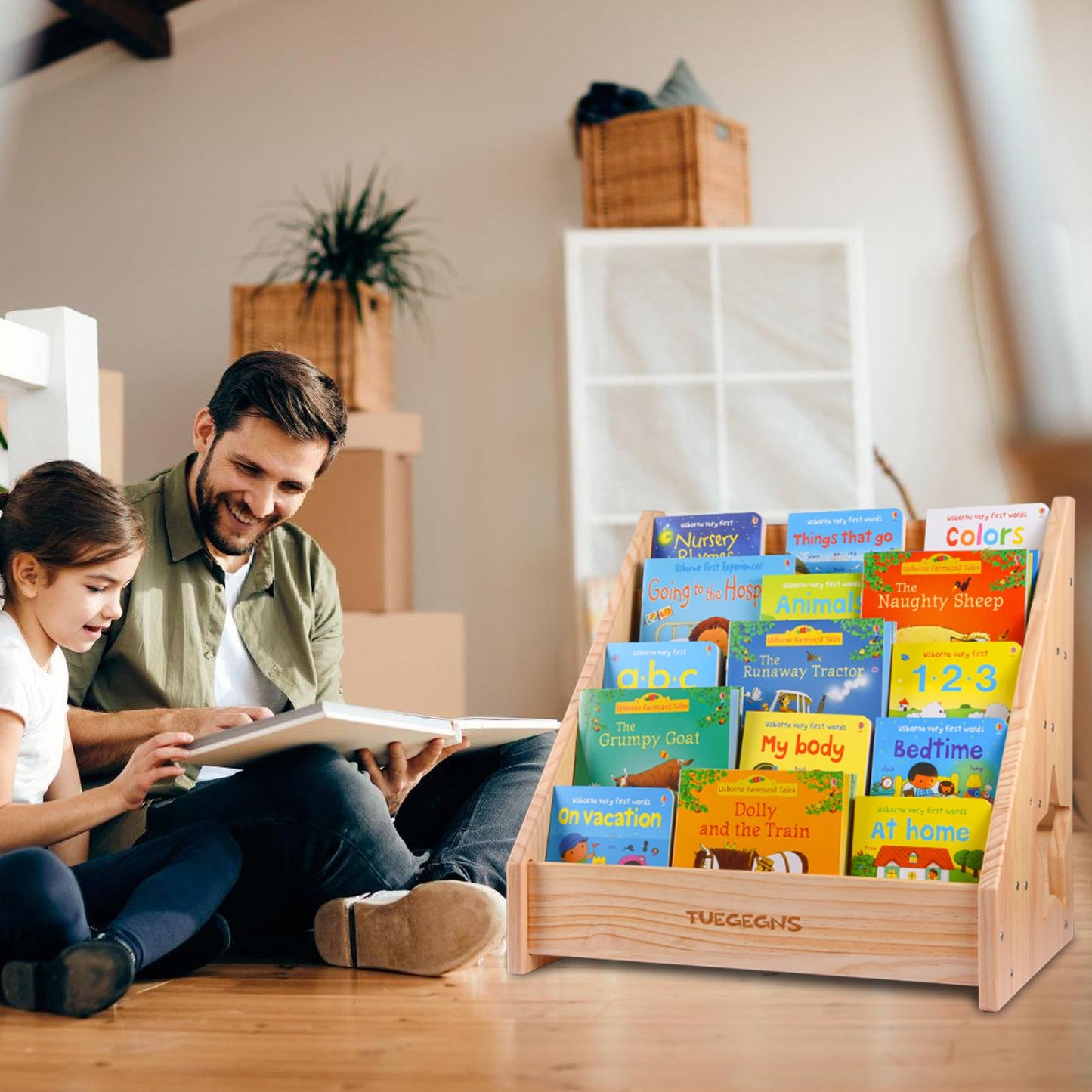 TUEGEGNS Montessori Bookshelf,Toddler Bookshelf for Kids,Organize Your Little One's Reading Adventure with Our Bookshelf - Perfect for Kids!(Wood)