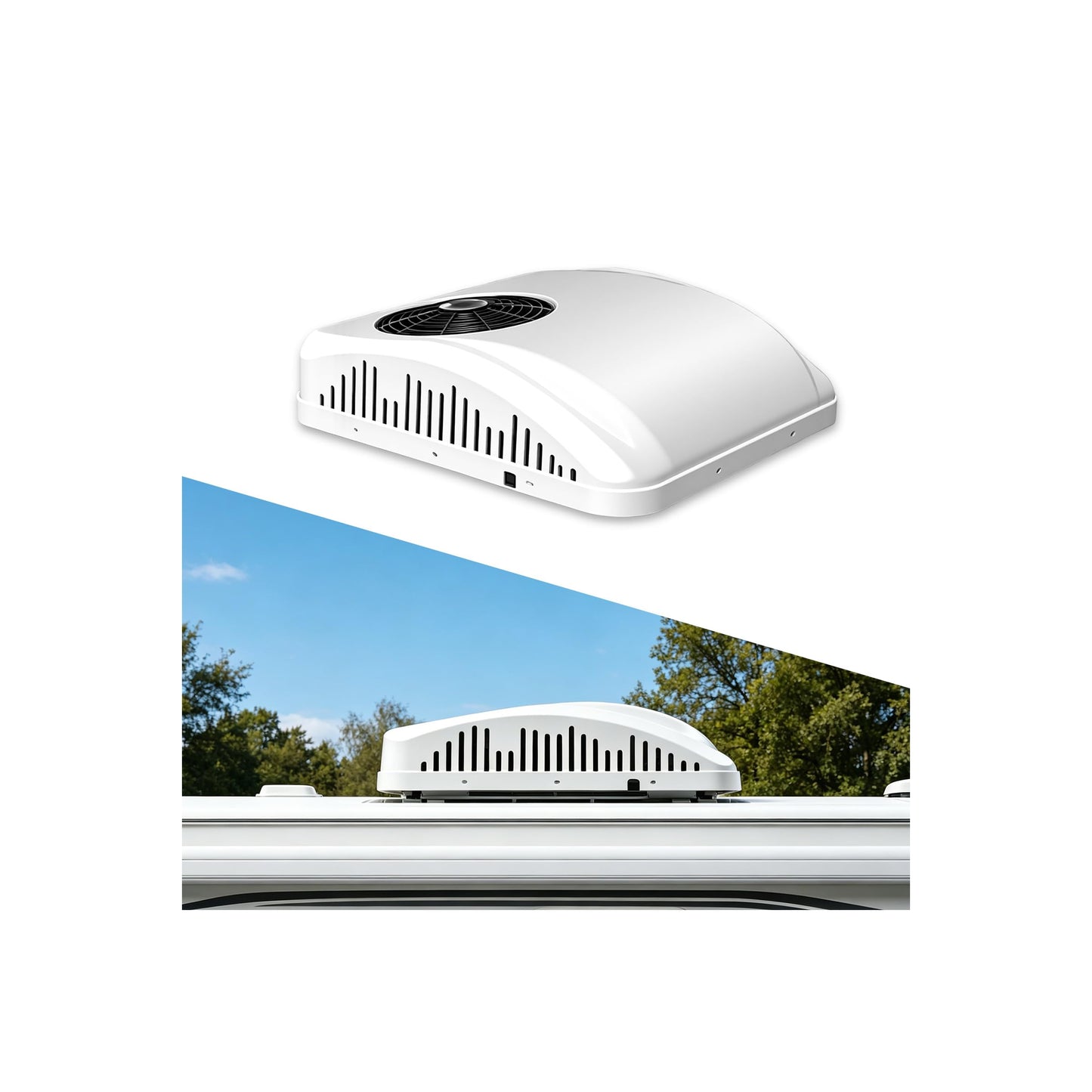 Treeligo 10000 BTU 12V DC Rooftop RV Air Conditioner, Battery Powered, Ultra Quiet & Fast Cooling Rooftop Inverter AC Unit with Heater for Motorhome Camper Van Truck and Trailer