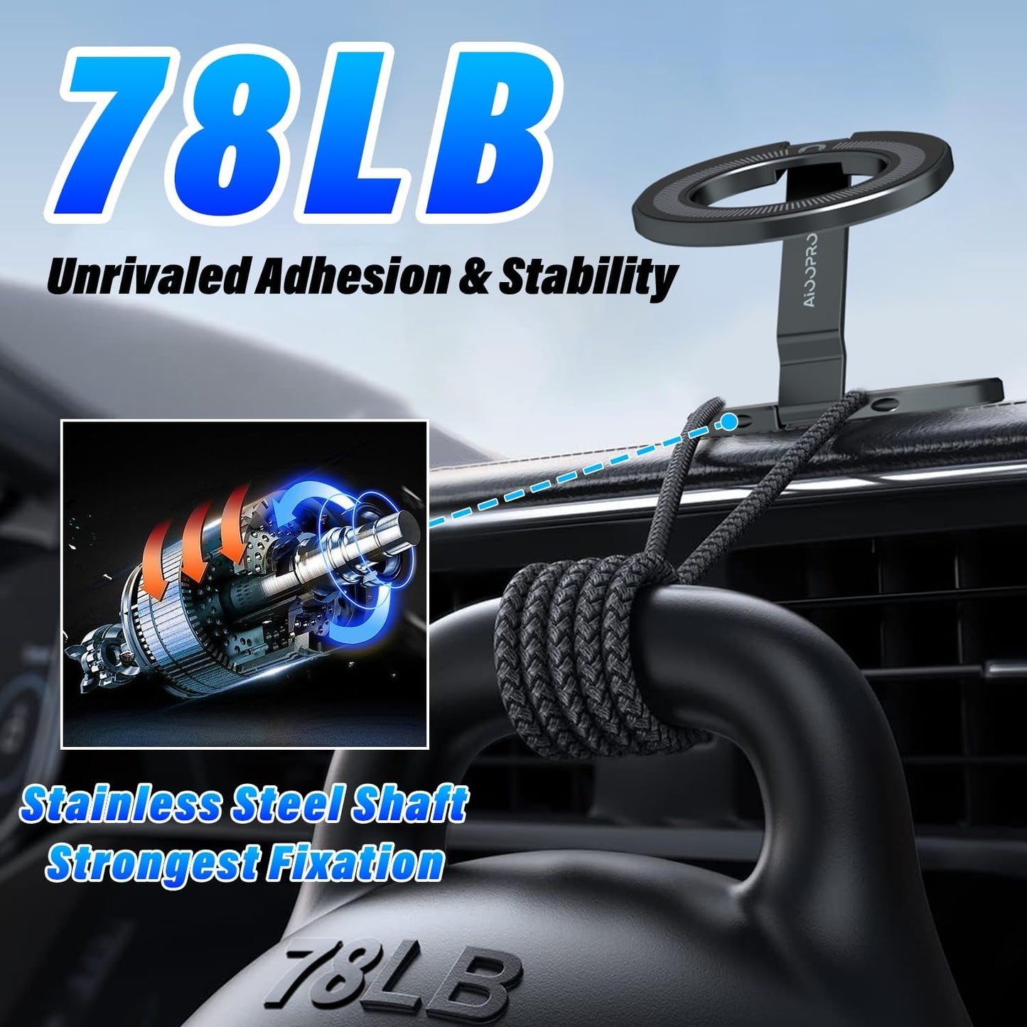 Aioopro [3-sided 4200gf 300 Upgraded Car Phone Holder for Magsafe Strongest Magnetic] Folding Phone Stand for Desk