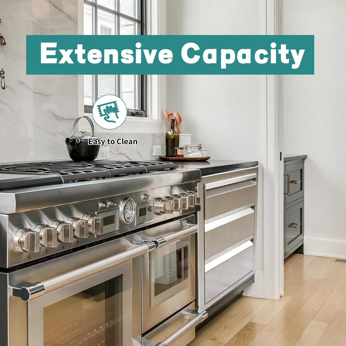 Outdoor Kitchen Drawers 14" W x 21" H x 23" D Stainless Steel Drawer BBQ Triple Drawers with Hidden Handle for Outdoor Kitchen Island, Patio Grill Station