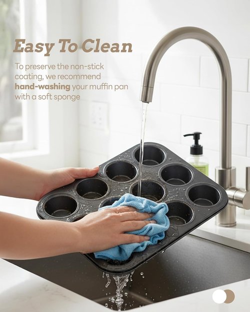 Bake Choice Muffin Pan Set - Nonstick 12-Cup Baking Pans with 100 Natural Cupcake Liners