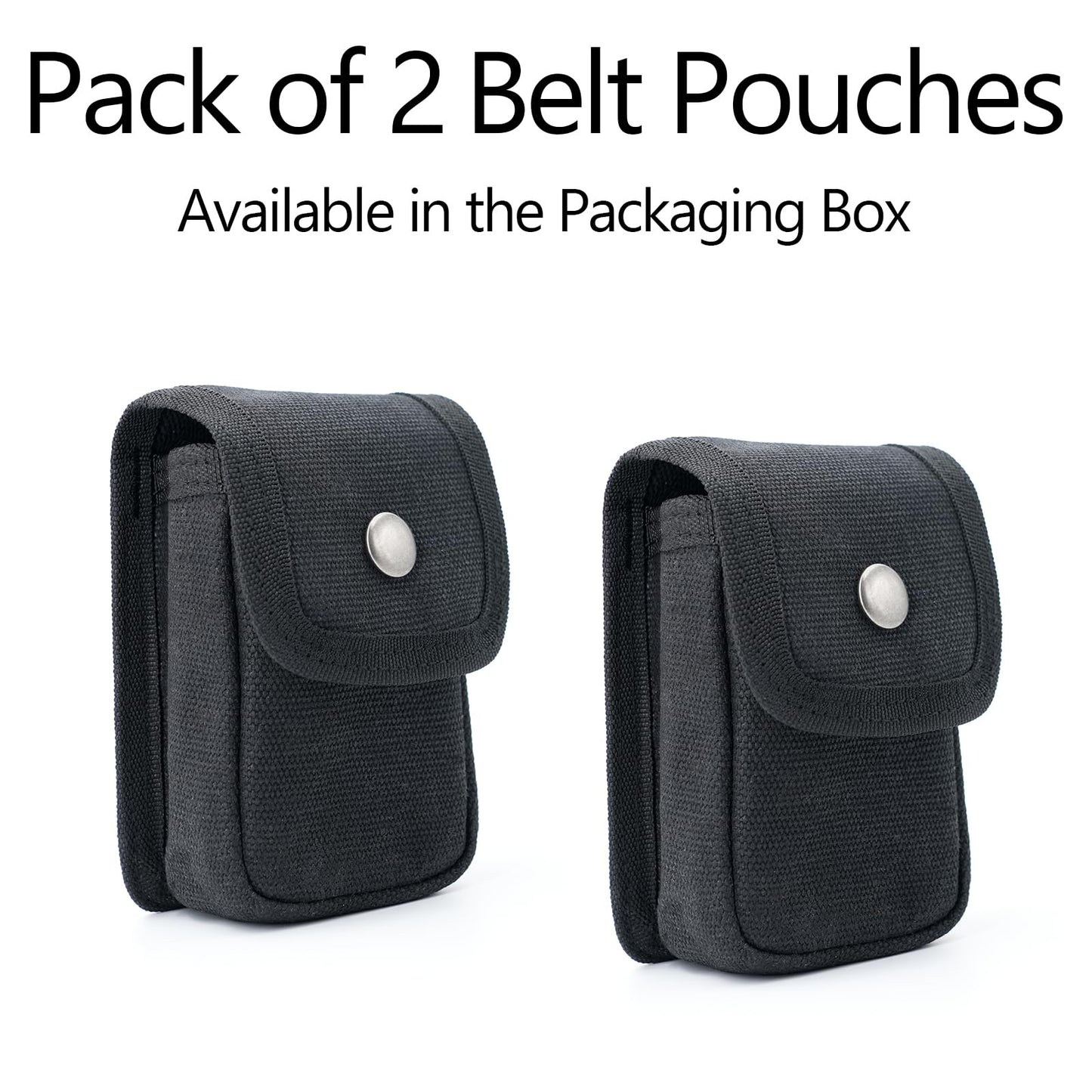diodrio 2 Pack EDC Belt Pouches for Men Women, Small Utility Holster Pouches with Belt Loop for Hiking, Fishing, Camping, Snap Closure, Classic Waxed Canvas, Black Small