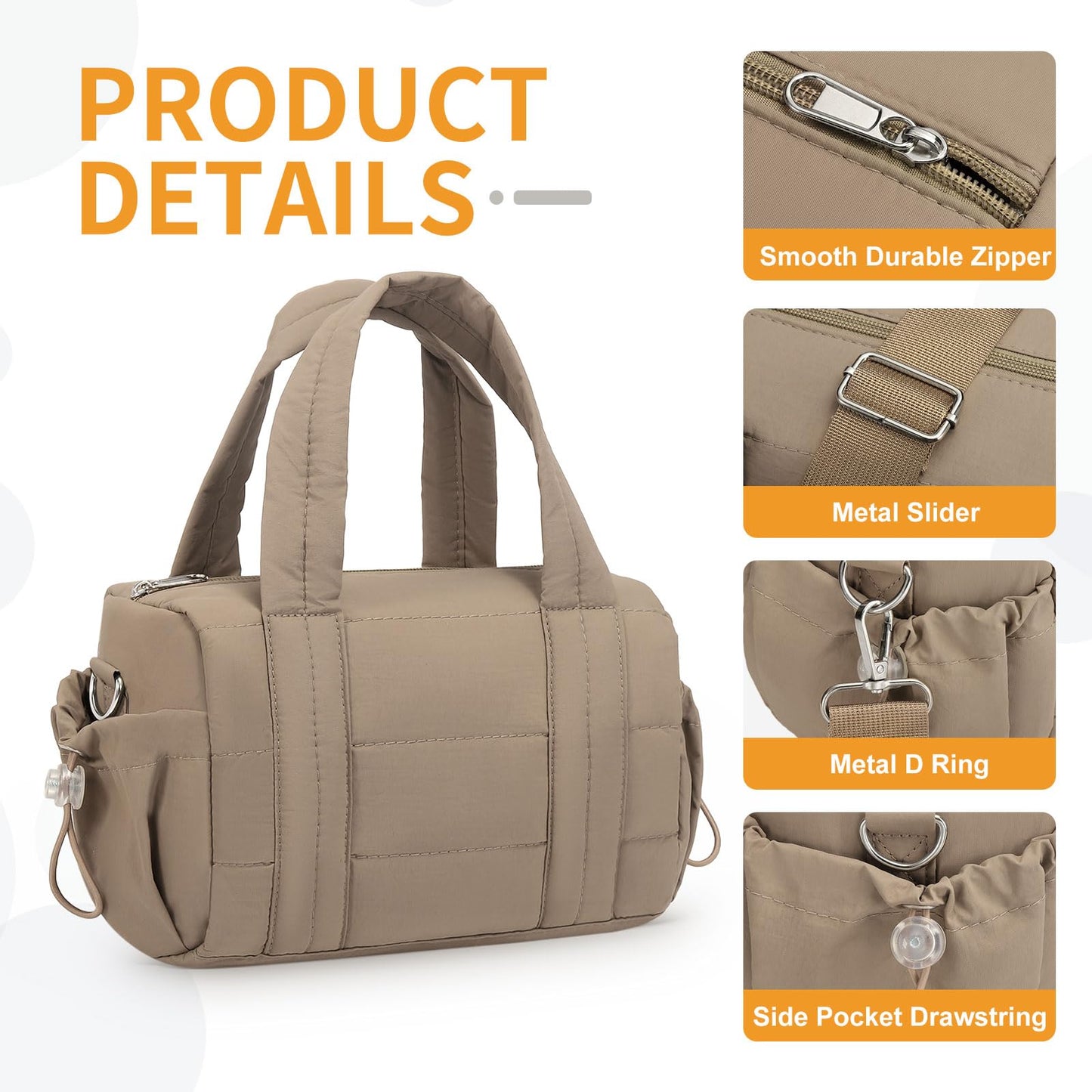 Convgo 8L Mini Gym Bag for Women, Small Size Sport Duffel Bag for Yoga Dance Swimming, Water-Resistant Compact Workout Bag with Adjustable Strap, Brown