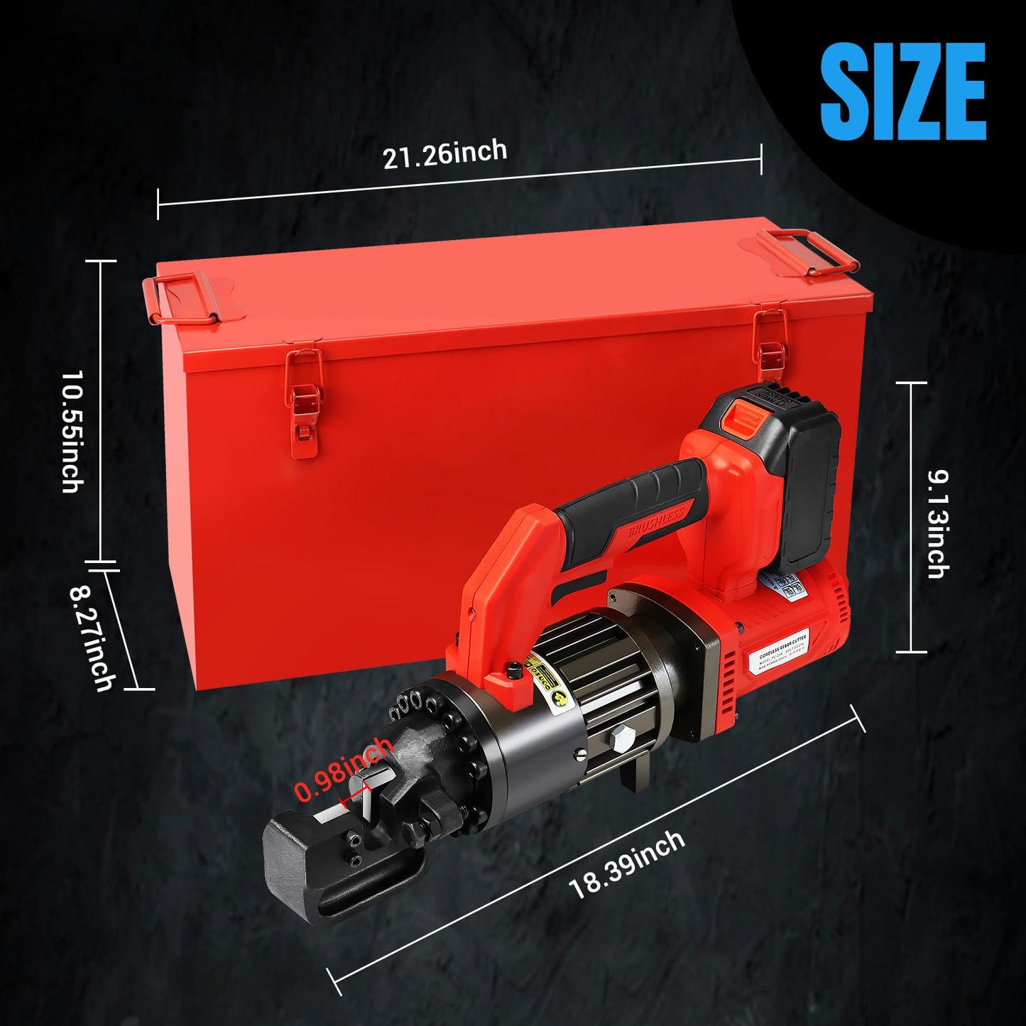 LOSCHEN Cordless Rebar Cutter,Electric Hydraulic Rebar Cutter,Portable Handheld Rebar Cutting Saw,Cutting up from 3/20" (4mm) #3 to 7/8" (22mm) #7 Rebar (Li-ion Battery Version)