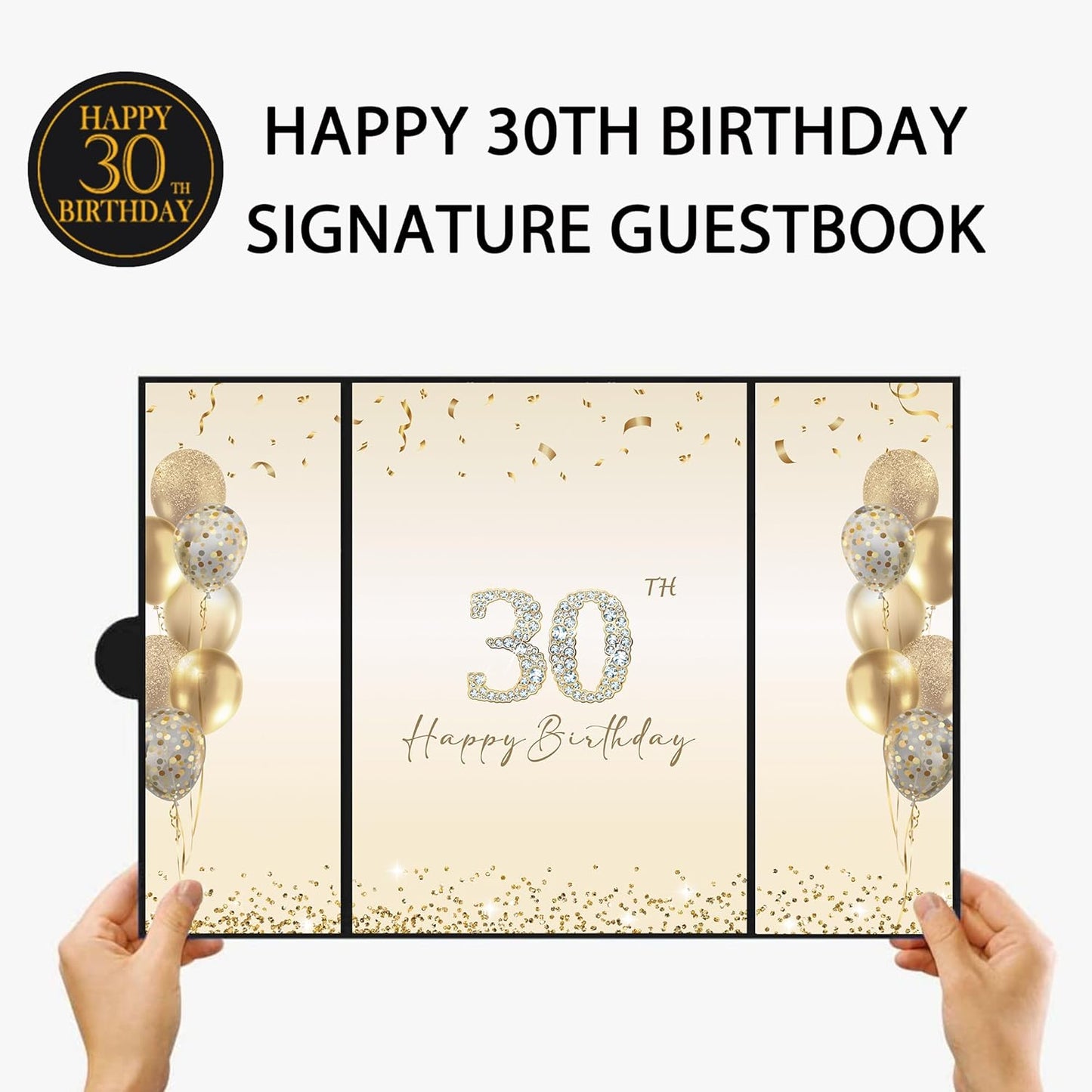 DARUNAXY 30th Birthday Party Decorations - Alternative Signature Guest Book | Black Gold Theme