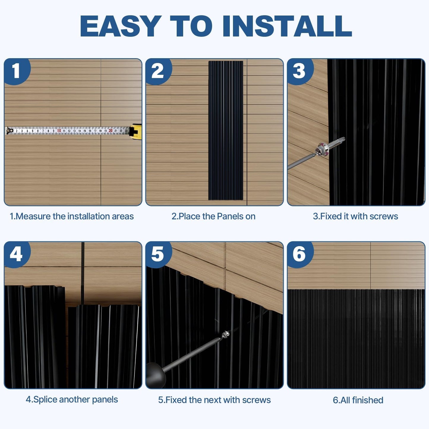 18 Pcs Metal Roof Panels, 18"×43" Metal Siding Panels with 200 Screws and Glove, Corrugated Roofing Panel, for Garages, Sheds, Chicken Coop, Patio, Black