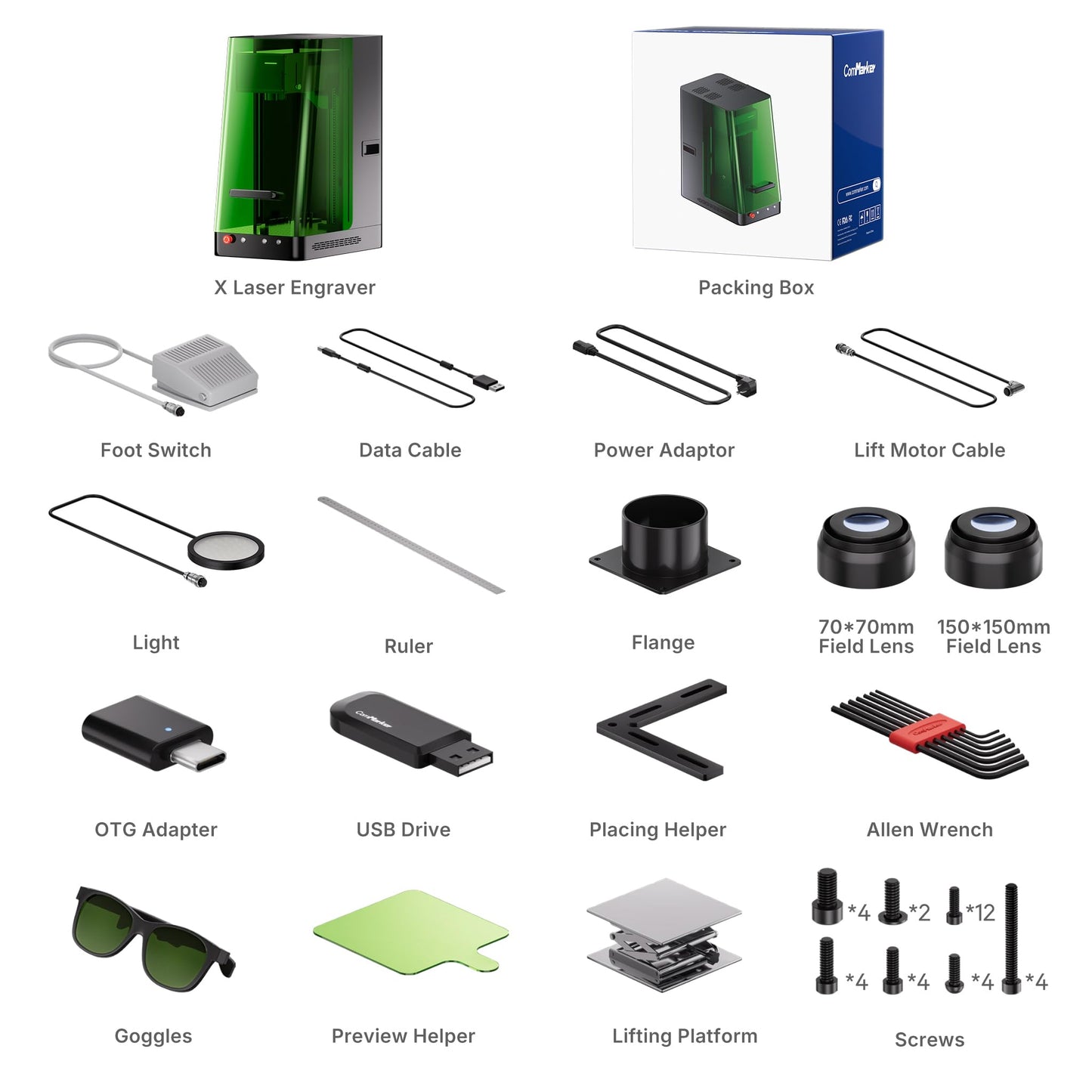 ComMarker X 6W UV Engraving Machine, 3D Internal Engraving, Auto-Focus with LiDAR Ranging System, 10,000mm/s Engraving System, On-Site & Small-Batch Ready Engraving Machine