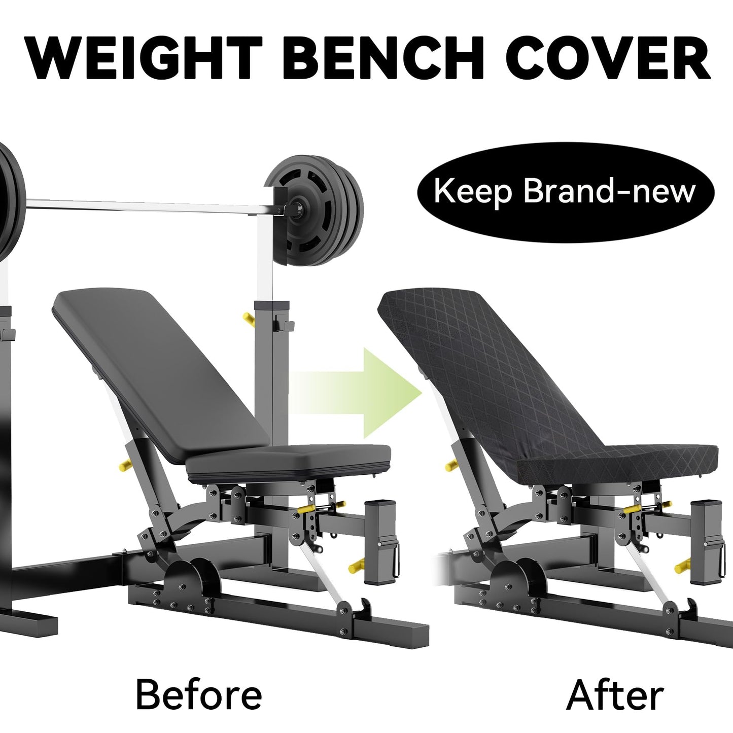 Klmnop Weight Bench Cover, Dustproof Scratch-Resistant Workout Bench Cover Protect from Pets, Protection for Adjustable Flat Weight Fitness Bench, Adjustable Sit-up Bench Anti-Slip Washable(Black)