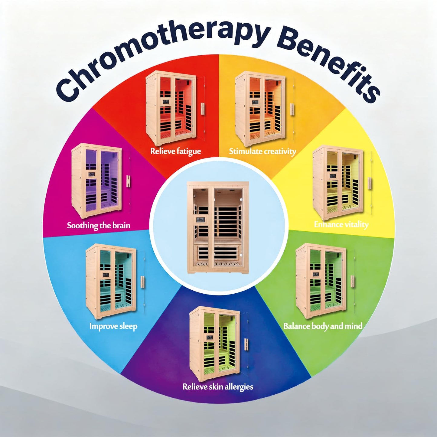 Homsido 2-Person Low EMF Far Infrared Sauna for Home,Canadian Hemlock Wood with 7-Color Therapy,Bluetooth Speakers,Chromotherapy Lights,1850W Heater,Tempered Glass Door&LCD Control Panel