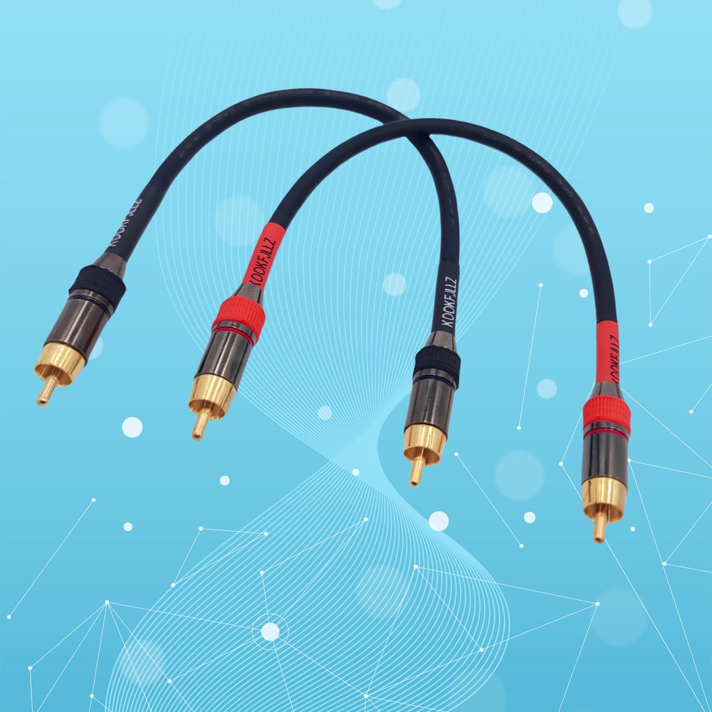 KOOKFJLLZ 1ft (2-Pack) Premium RCA Audio Cable - Heavy Duty Gold Plated Male to Male Subwoofer Cable with Low Noise