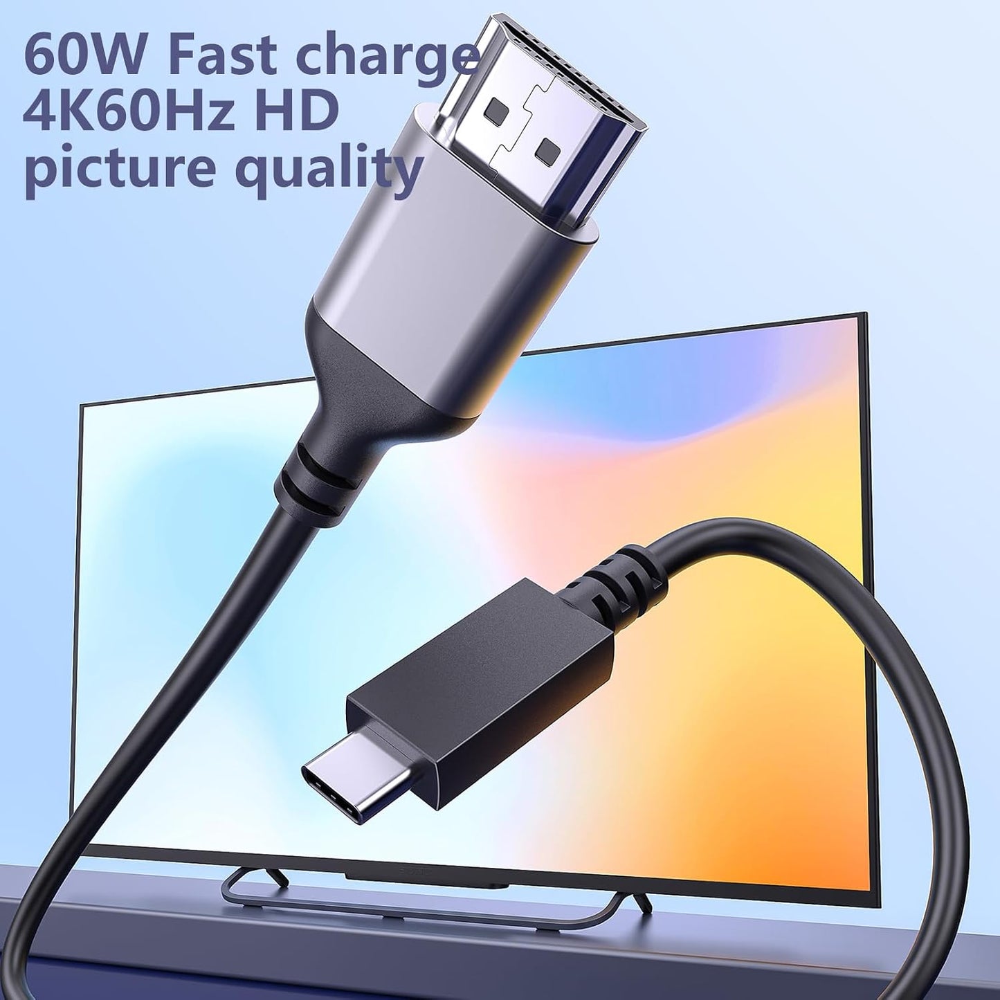 VLSQHNCF [4K@60Hz] PD60W USB C to HDMI Adapter, Fast Charging Double Monitor, USBC to HDMI Adapter Docking Stations