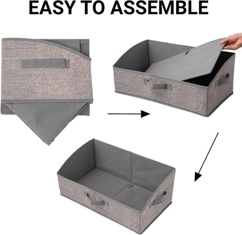 Closet Organizers by [Brand Name] - Foldable Clothes Storage with Handles | Large Capacity Grey Drawer Boxes