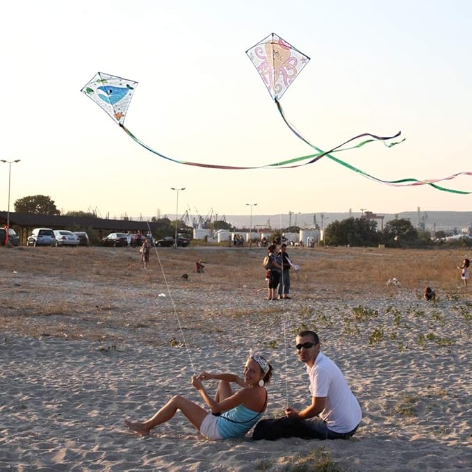 DIY Kites for Kids Kite Making Kit Bulk, Decorating Coloring Kite Party Pack,White Diamond Kite Kits