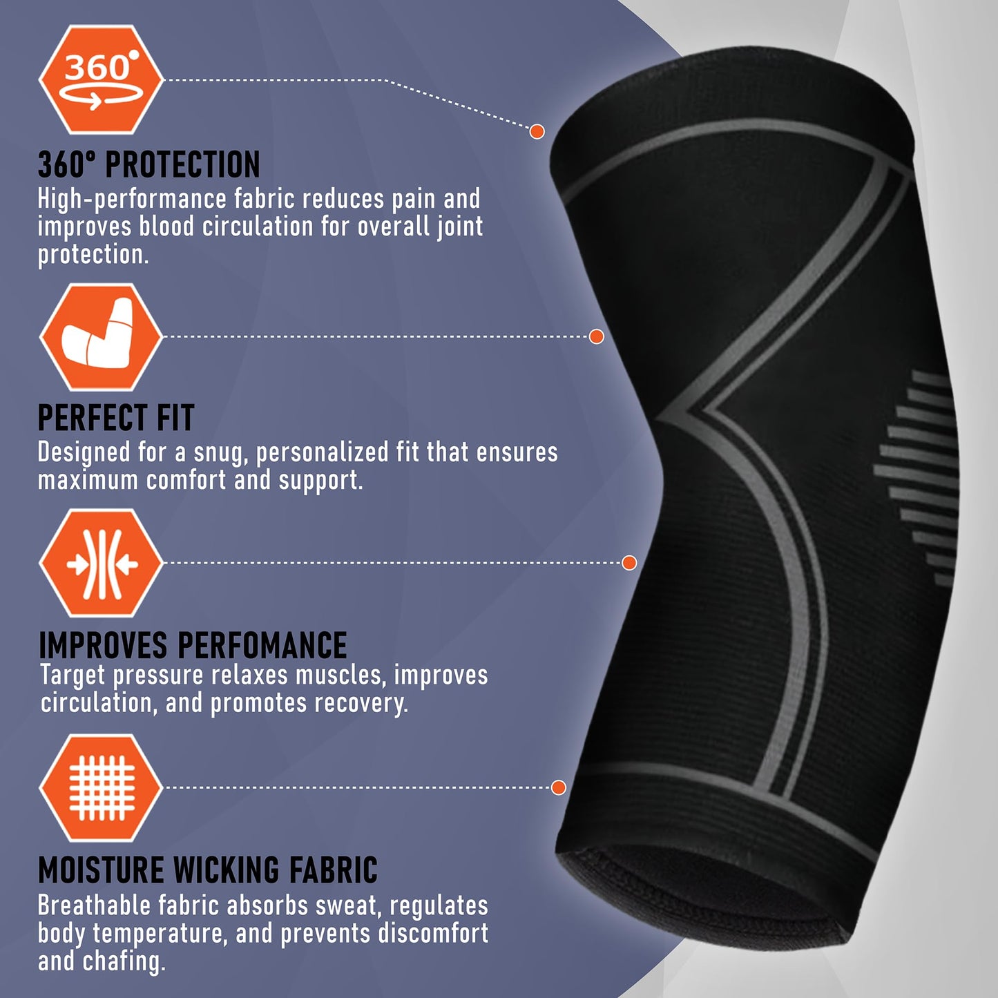 PhysFlex Elbow Brace 2 Pack for Tennis & Golfer's Elbow Pain Relief - Elbow Compression Sleeve for Weightlifting, Workout, Fitness, Arthritis, Bursitis - Tendonitis Elbow Brace for Men & Women