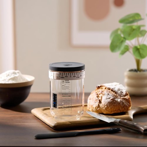 Kook Sourdough Starter Kit - Complete Set with Glass Jar, Thermometer & Guide | 30 oz