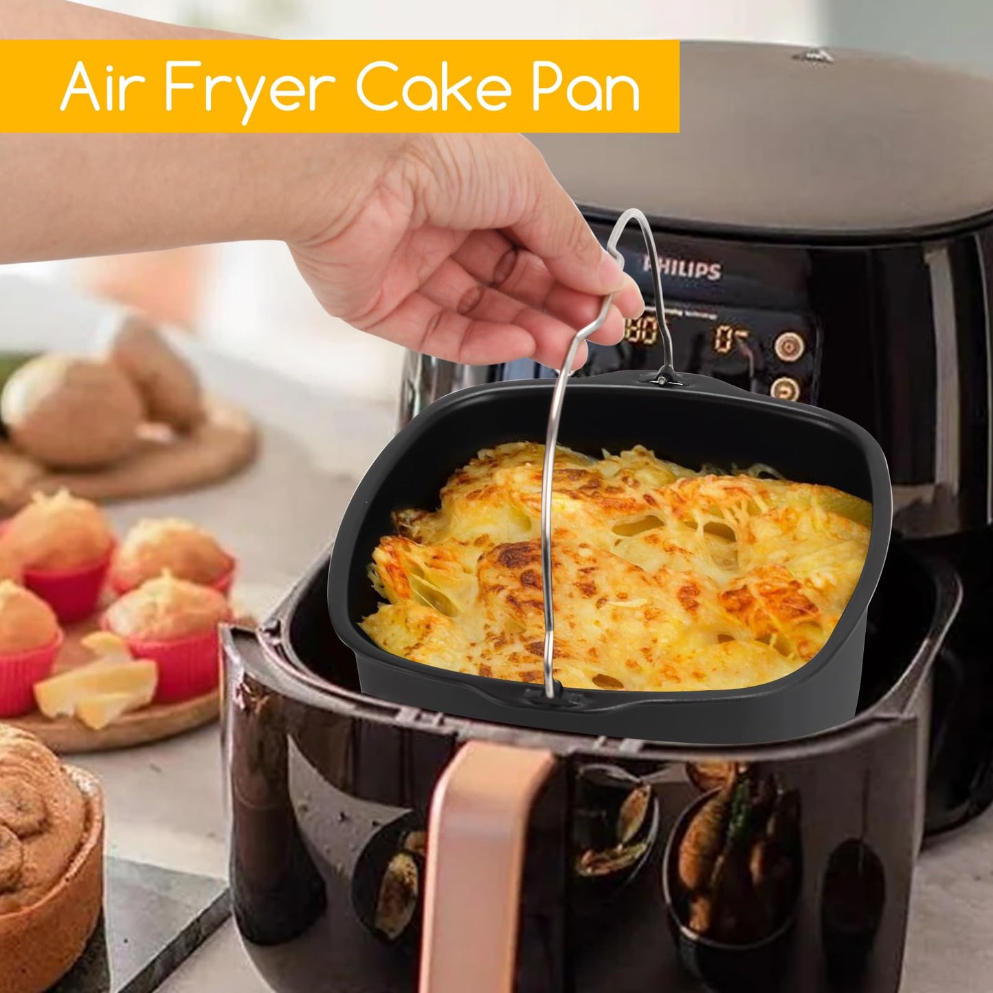 6.89 inches Air Fryer Cake Pan, Non-stick Air Fryer Cake Barrel Air Fryer Cake Pizza Baking Pan for Instant Pot Cake Baking Tray Basket Air Fryer Accessories (6.89'')