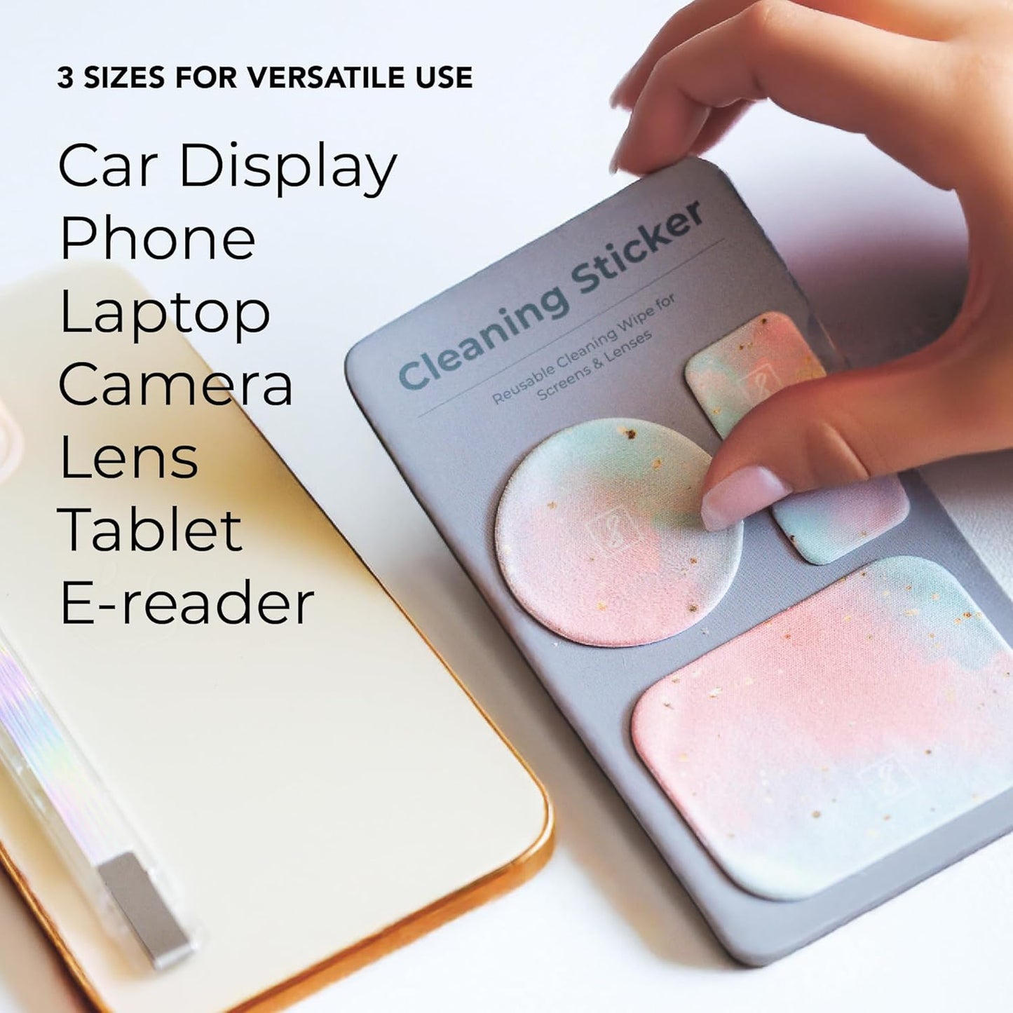 SleekStrip 2PK (8PCS) Portable Cleaning Sticker Pad Reusable Screen Cleaner Wipes Lens Cleaner Wipes for Phone iPad Car