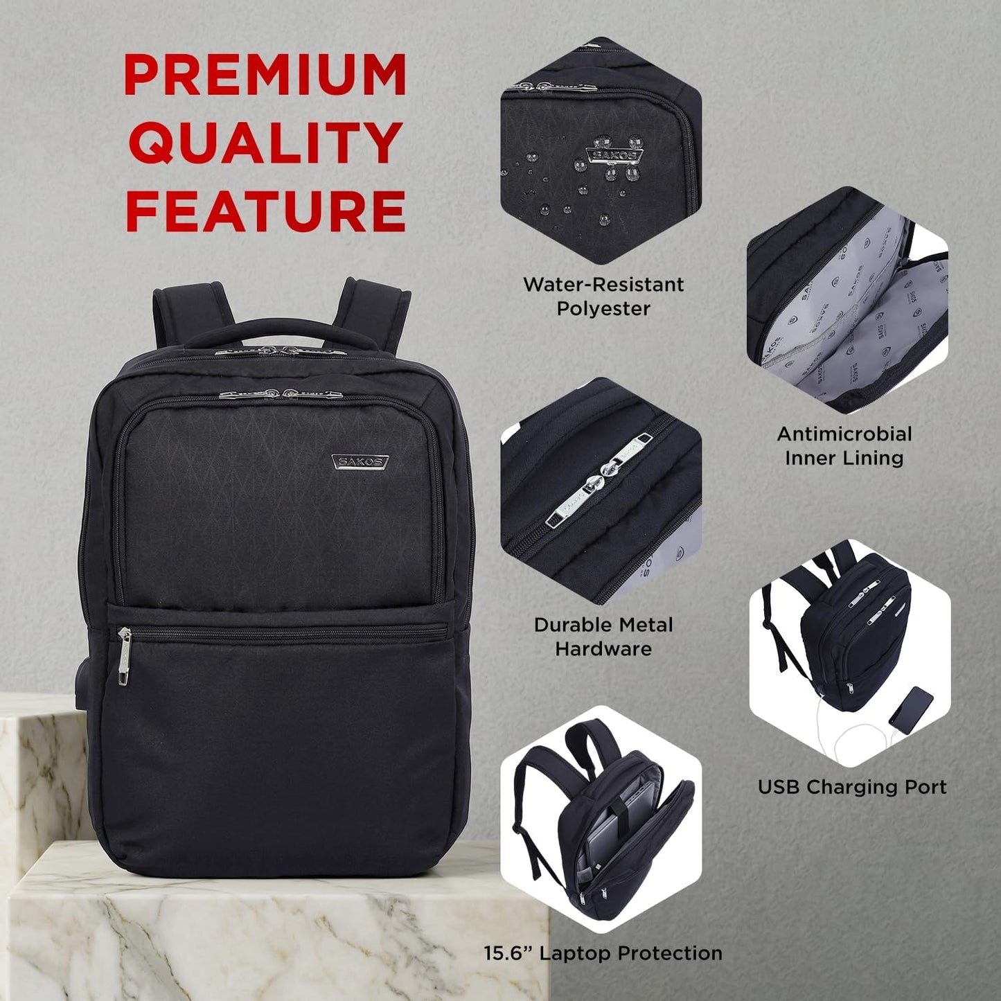 14 Inch Backpack SAKOS TRENDY Book Bags For Women, Laptop For Women, Business Professionals, Personal Item TSA