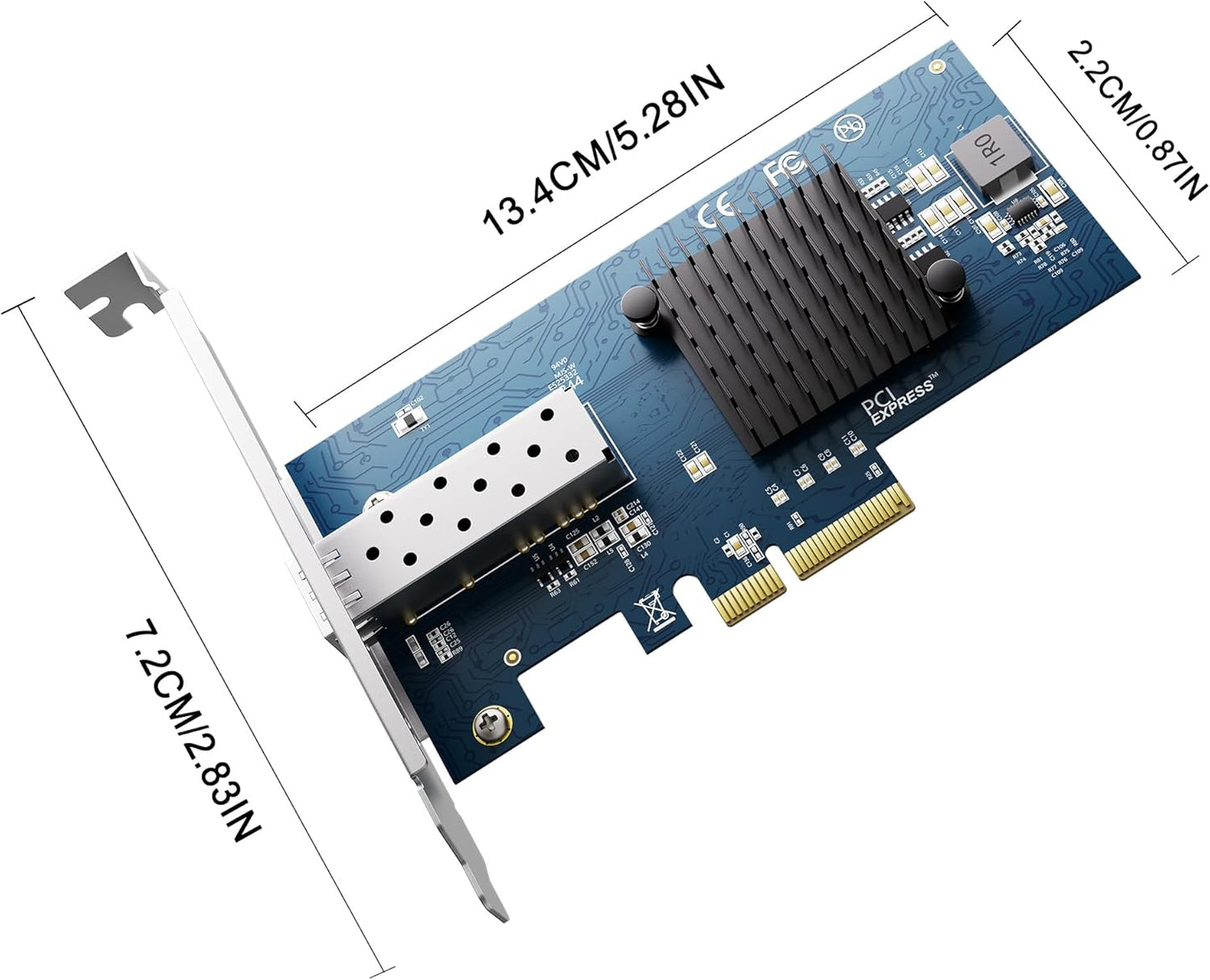 BZIZU 10Gb 82599EN, X520-DA1 X4/X8, PCIe NIC, Intel SFP+ Port, Compatible, PCIe Low Profile, Supports Windows