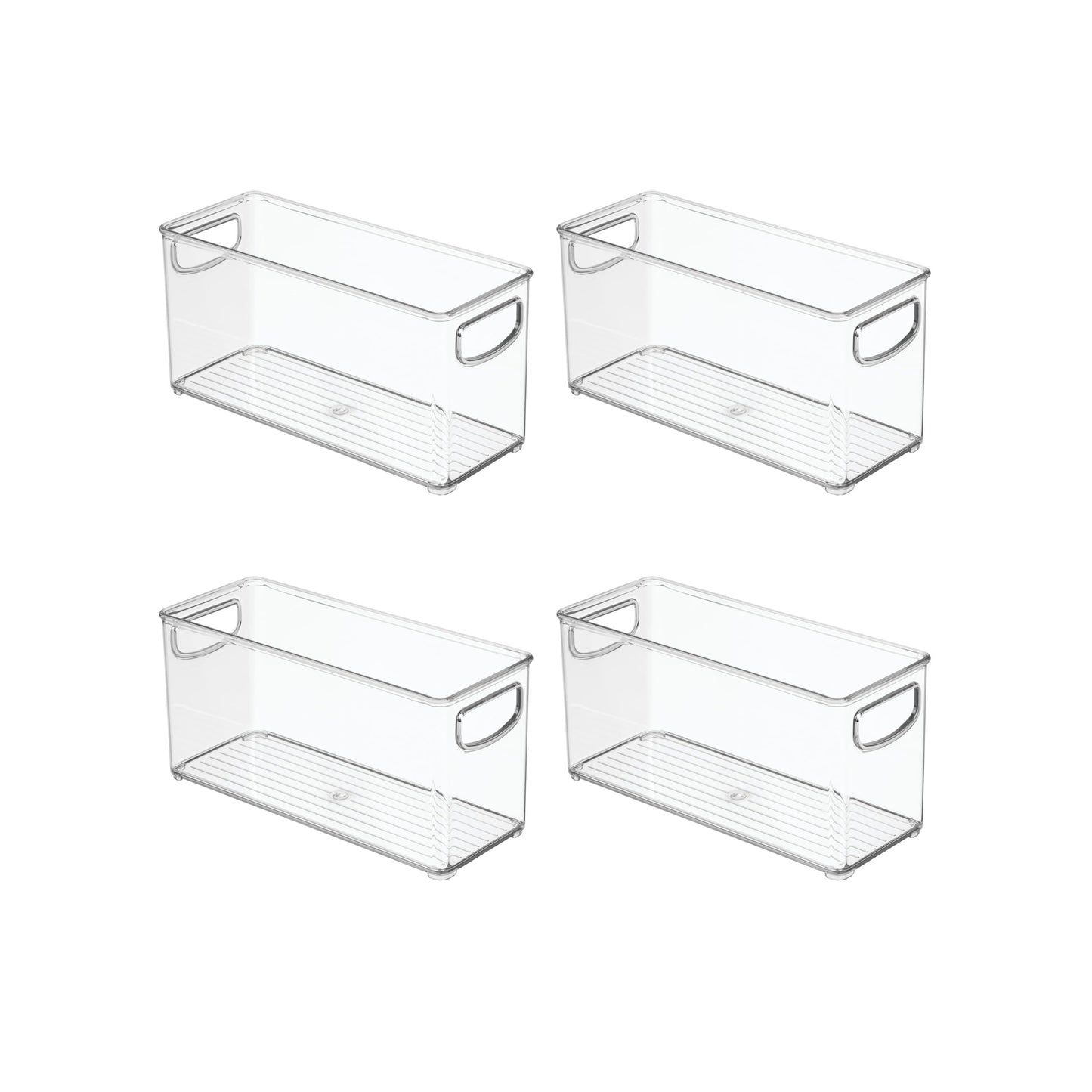 iDesign Slim Clear Plastic Stackable Storage Bin, Tall Narrow Organizer for Kitchen or Pantry, 4-Pack