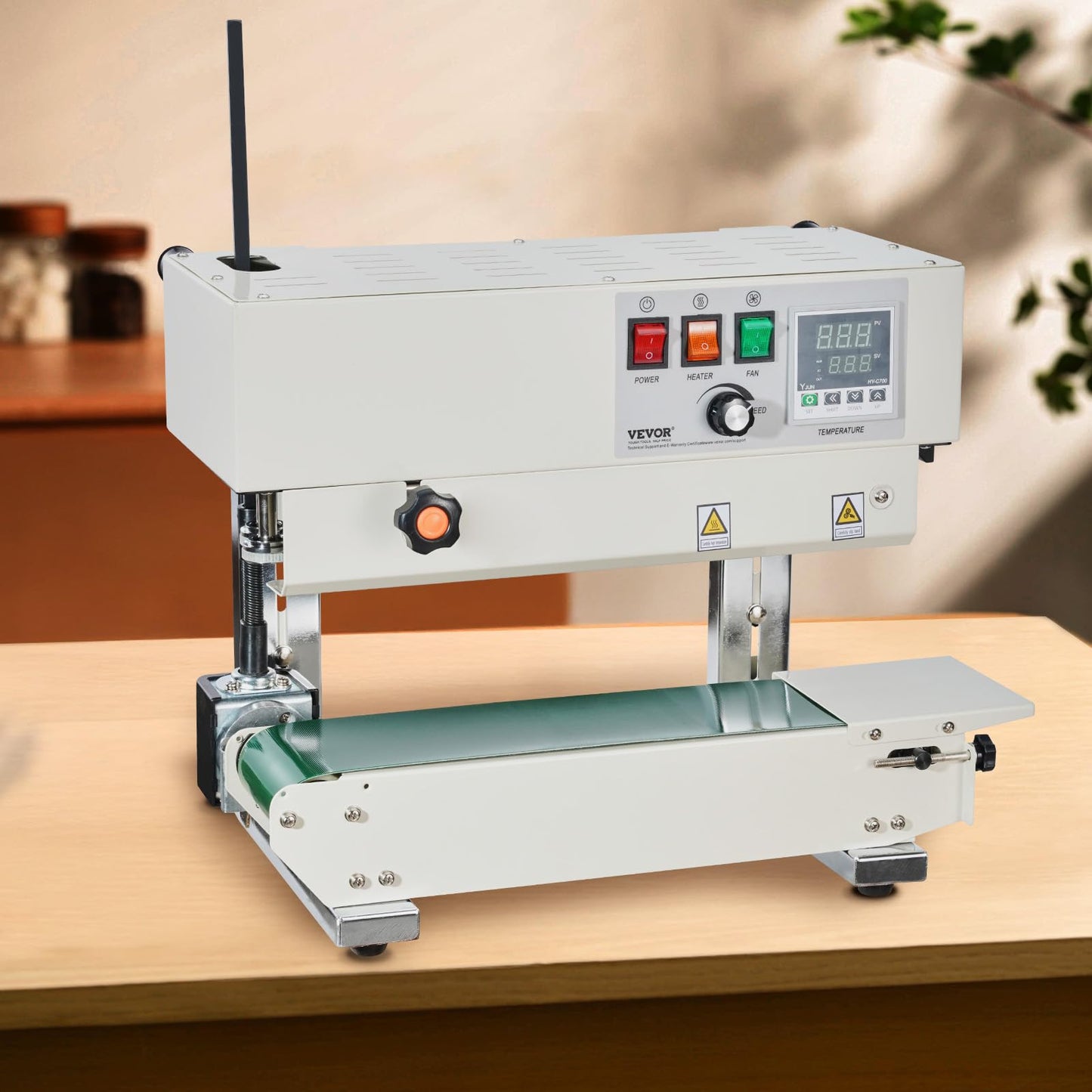 VEVOR Continuous Bag Band Sealing Machine, 0.24-0.47 in/6-12 mm Seal Width, Band Sealer Machine with Digital Temperature Control, Carbon Steel Bag Sealer for 0.02-0.8 mm Plastic Bags Films