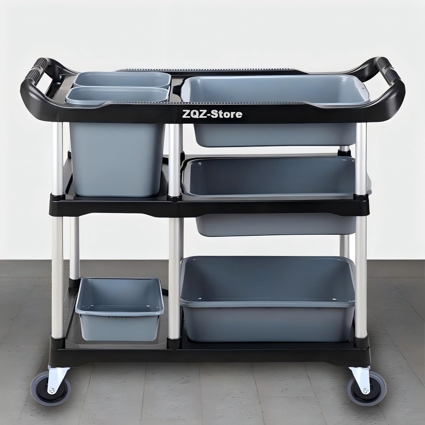ZQZ-Store 3 Tier Heavy Duty Commercial Grade Utility Cart with Wheels, Storage Cart Multi-Function Mobile Shelving Unit Organizer for Hotel, Restaurant, Kitchen, Bedroom, Laundry Room