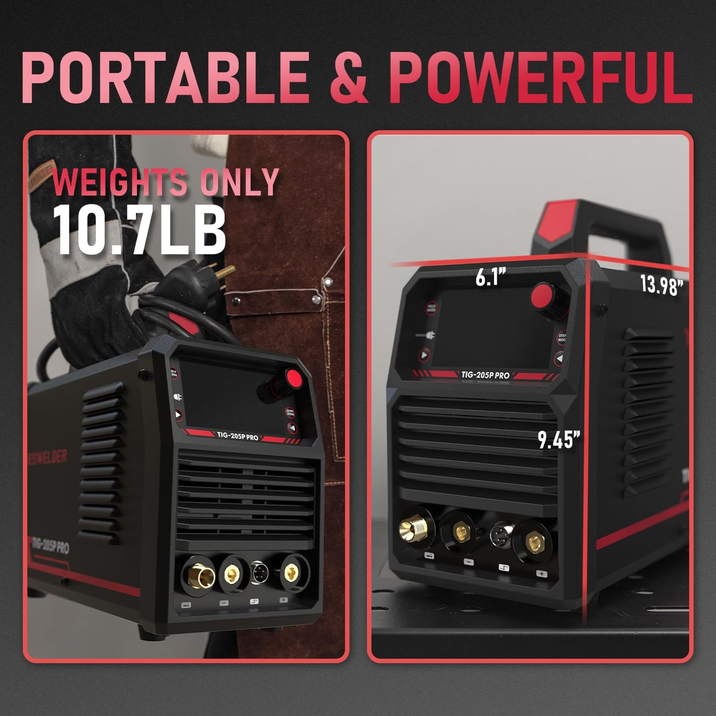 YESWELDER 205A Tig Welder with Pulse Large LED Display, STICK/DC TIG/PULSE TIG 3 In 1, 110&220V Dual Voltage TIG Welding Machine TIG-205P