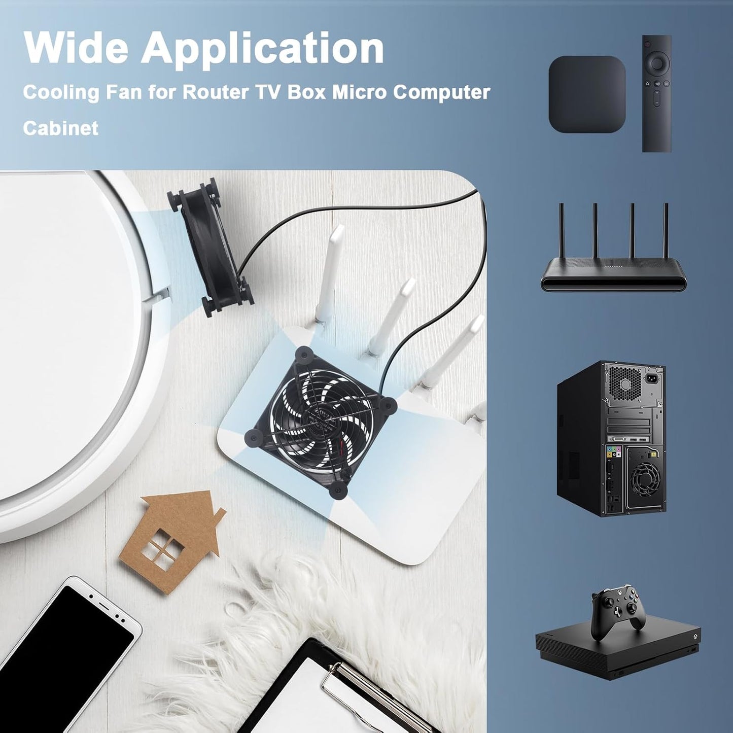 ZIWIJE 2Pack 80mm, 3 5V Quiet USB Fan Speeds Controller USB Cooling Cooler Silent Computer Fan for Router DVR