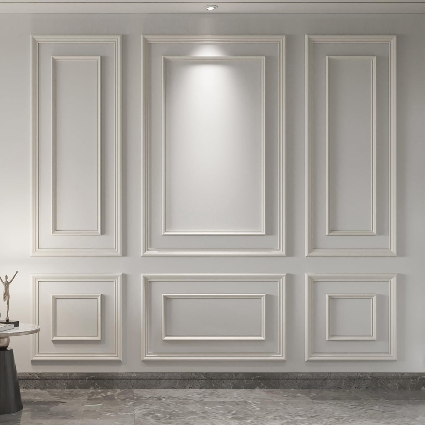 Art3d Premade Bilinear Frame Accent Molding Set, Pre-Cut Decorative Wainscoting Panel for Home Décor, Ready-to-Assemble Glue-On Wall Trim for Living Room Bedroom Corridor, 6 Separate Bilinear Frame