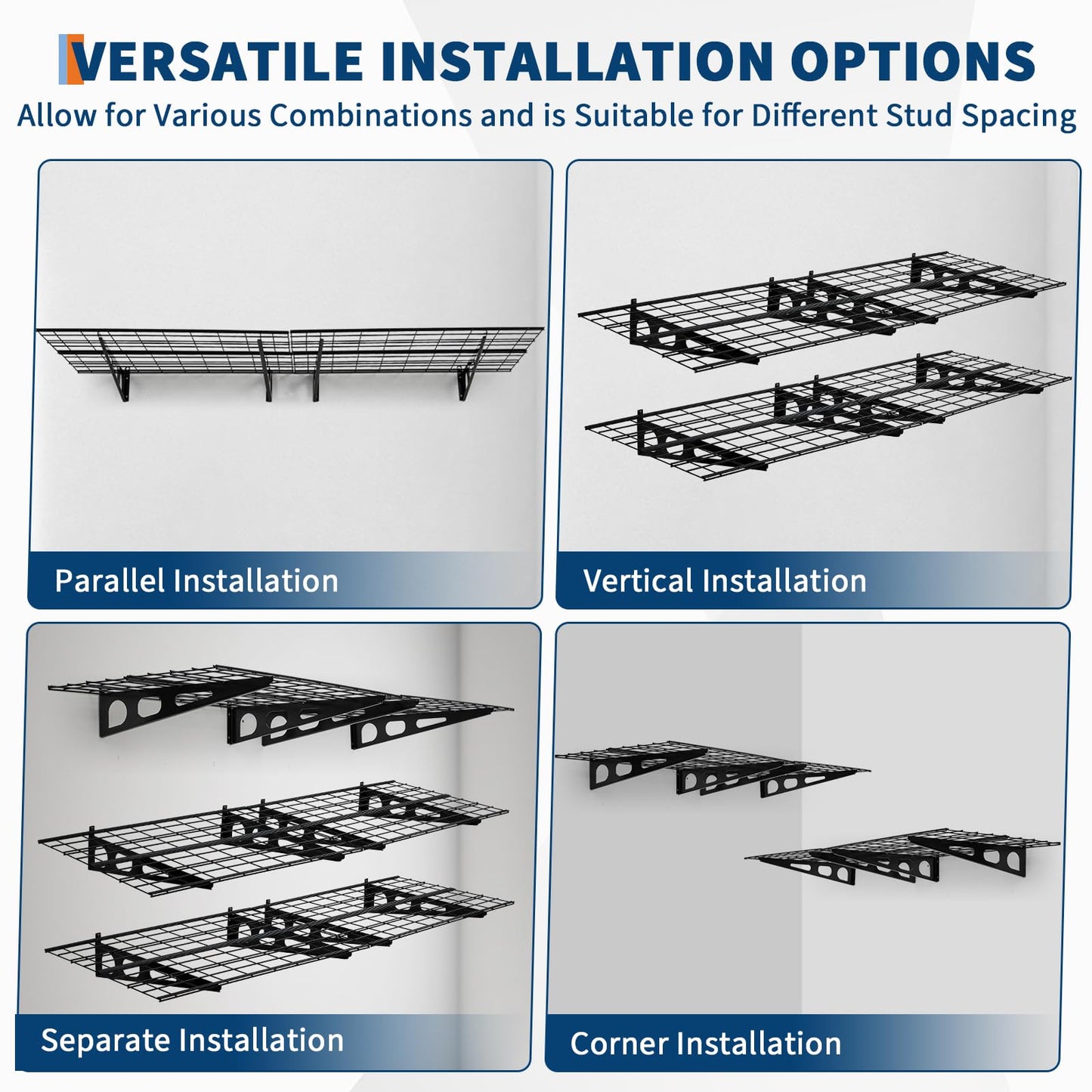 GarveeLife 2 Pack 2x6 ft Garage Storage Shelving Wall Mounted, 24 in-By-72 in 1600 LBS Heavy Duty Storage Shelves, Wall Shelve Garage Storage Rack Floating Shelves Organization for Warehouse, Laundry