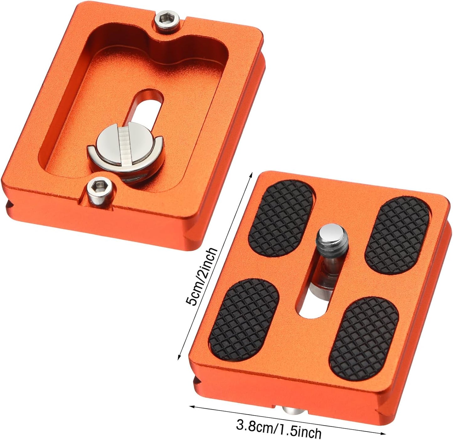 Frienda 2 1/4''-20 Head(Orange,Pu50) Pieces Metal Quick Release Plate with Camera Screw Tripod Mount Plate Fits