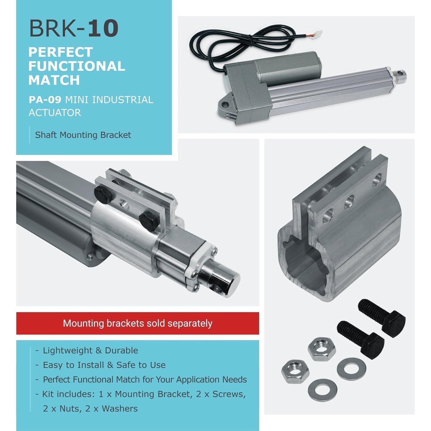 Progressive Automations 24V Industrial Linear Electric Actuator - 6 inches Stroke, High Force 330 lbs, Stainless Steel Rod, Brushed DC Motor, Durable Stroke for Marine, Automation, Robotics, PA-09