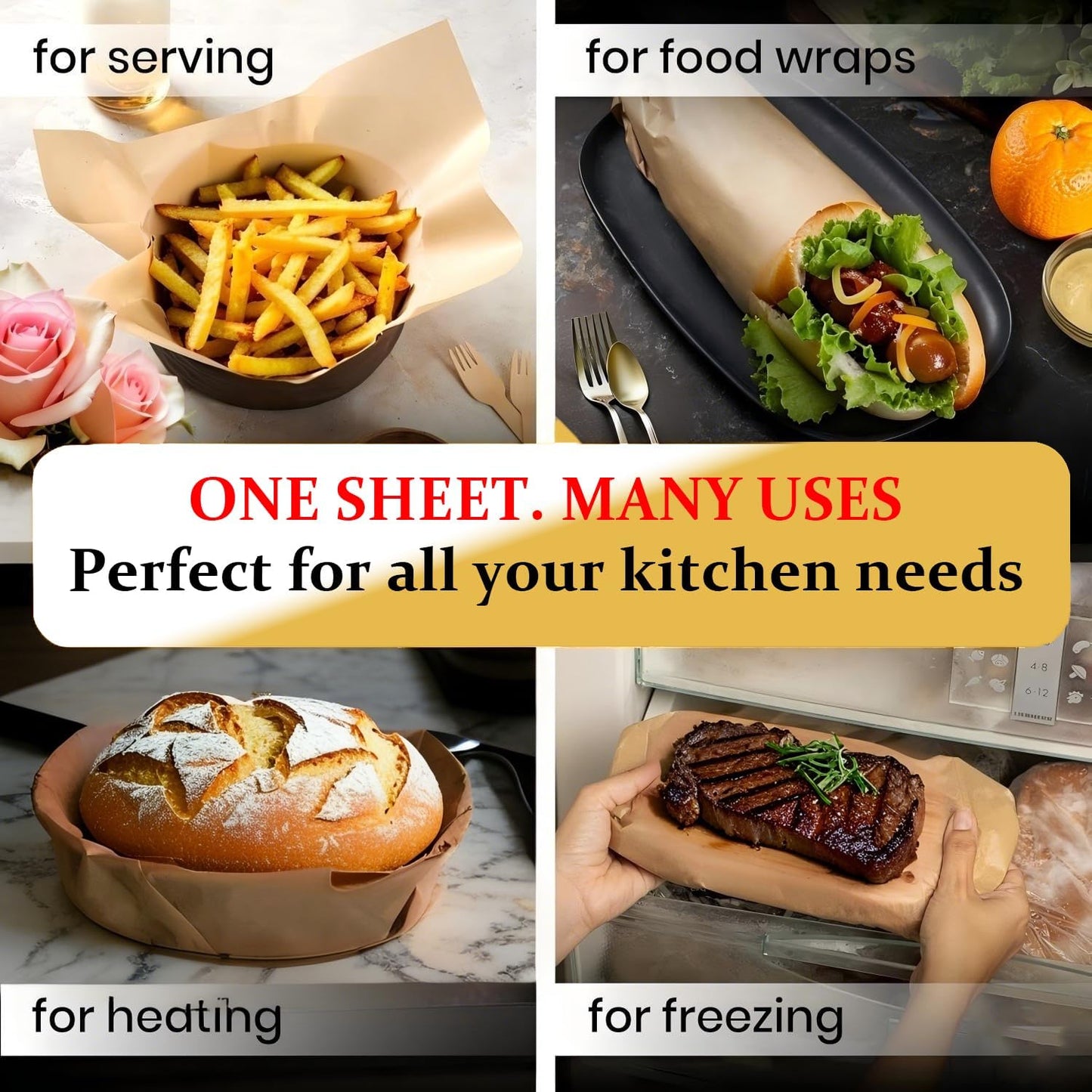Skiennix Parchment Paper - Non-Stick Precut Baking Sheets, 300PCS 12x16 Inches | Ideal for Air Frying & Grilling