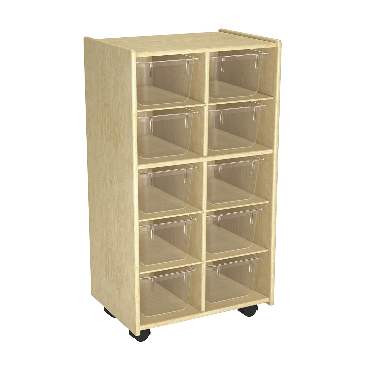Childcraft Mobile Cubby Storage Unit, 10 Bin Capacity, Wooden, 19-1/2 x 14-1/4 x 36 Inches
