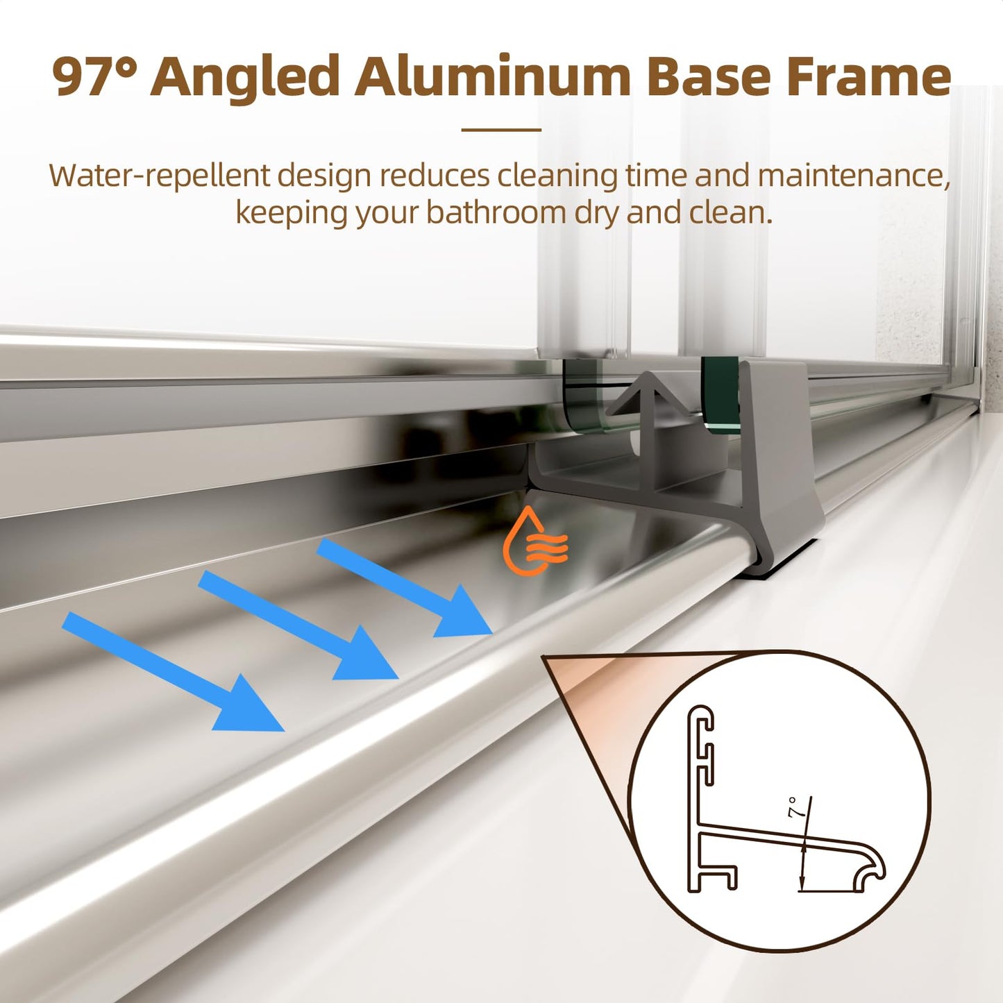 Shower Door,44-48" W x 70" H Semi-Frameless Double Sliding Shower Doors with 1/4'' (6mm) Clear SGCC Tempered Glass Shower Panel,Chrome Finish
